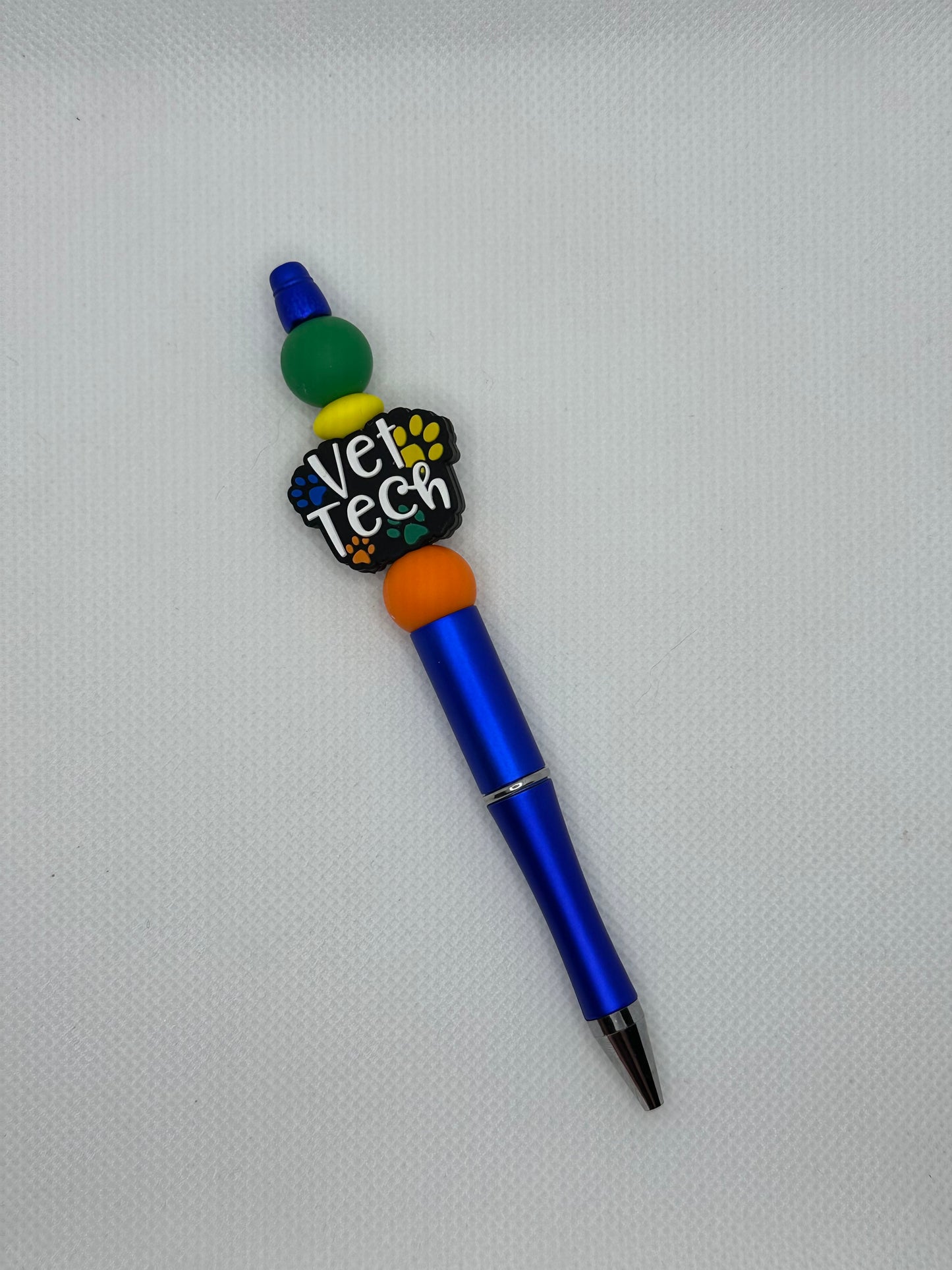 Vet Tech Dark Blue Chrome Silicone Beaded Pen