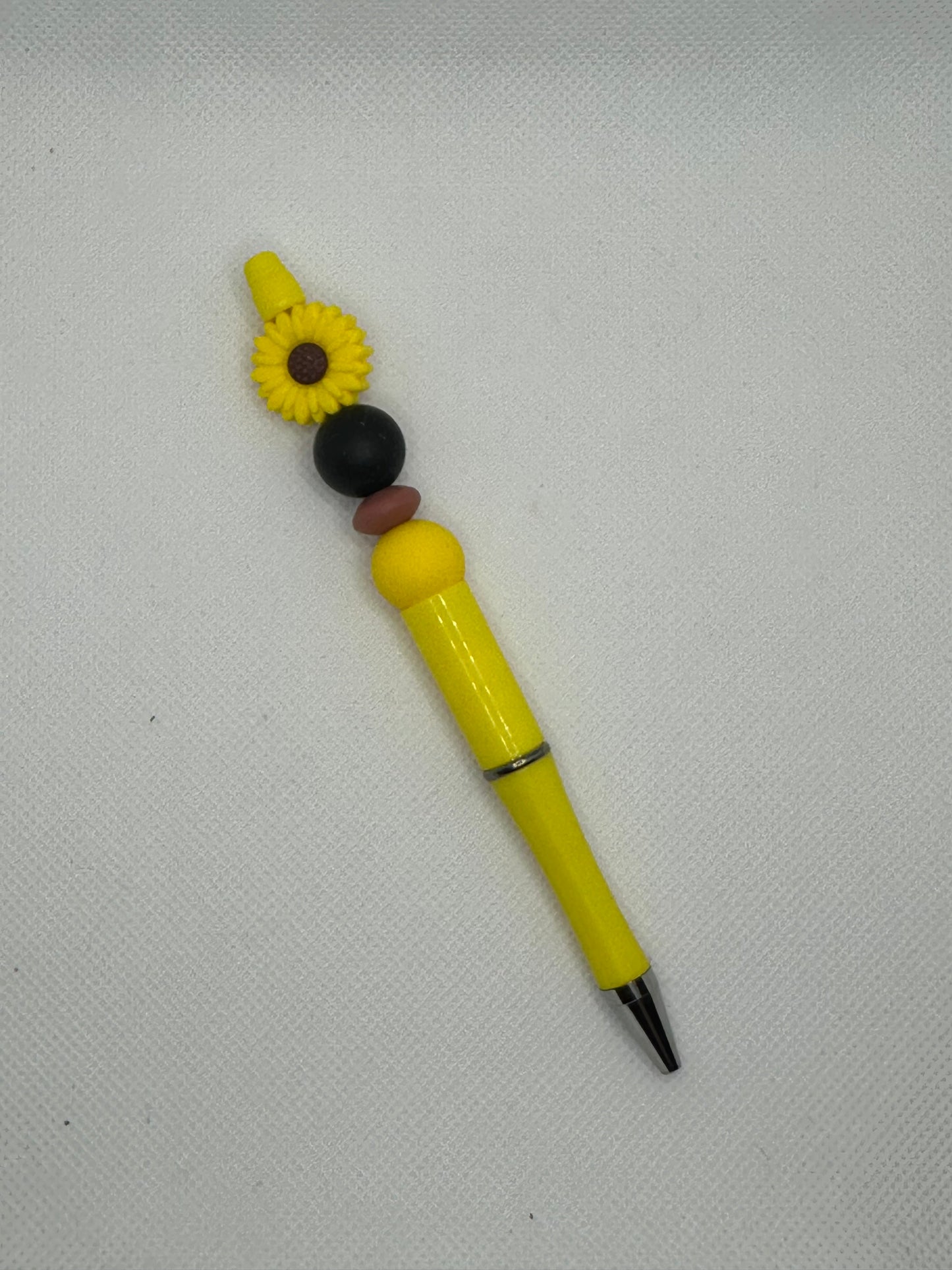 Yellow Sunflower Light Yellow Silicone Beaded Pen