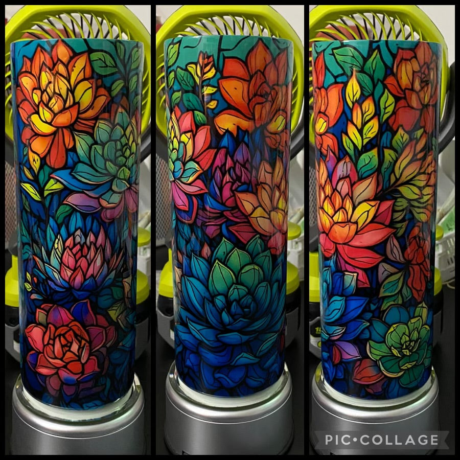 Colorful Succulents 20oz Glossy Sublimation Tumbler