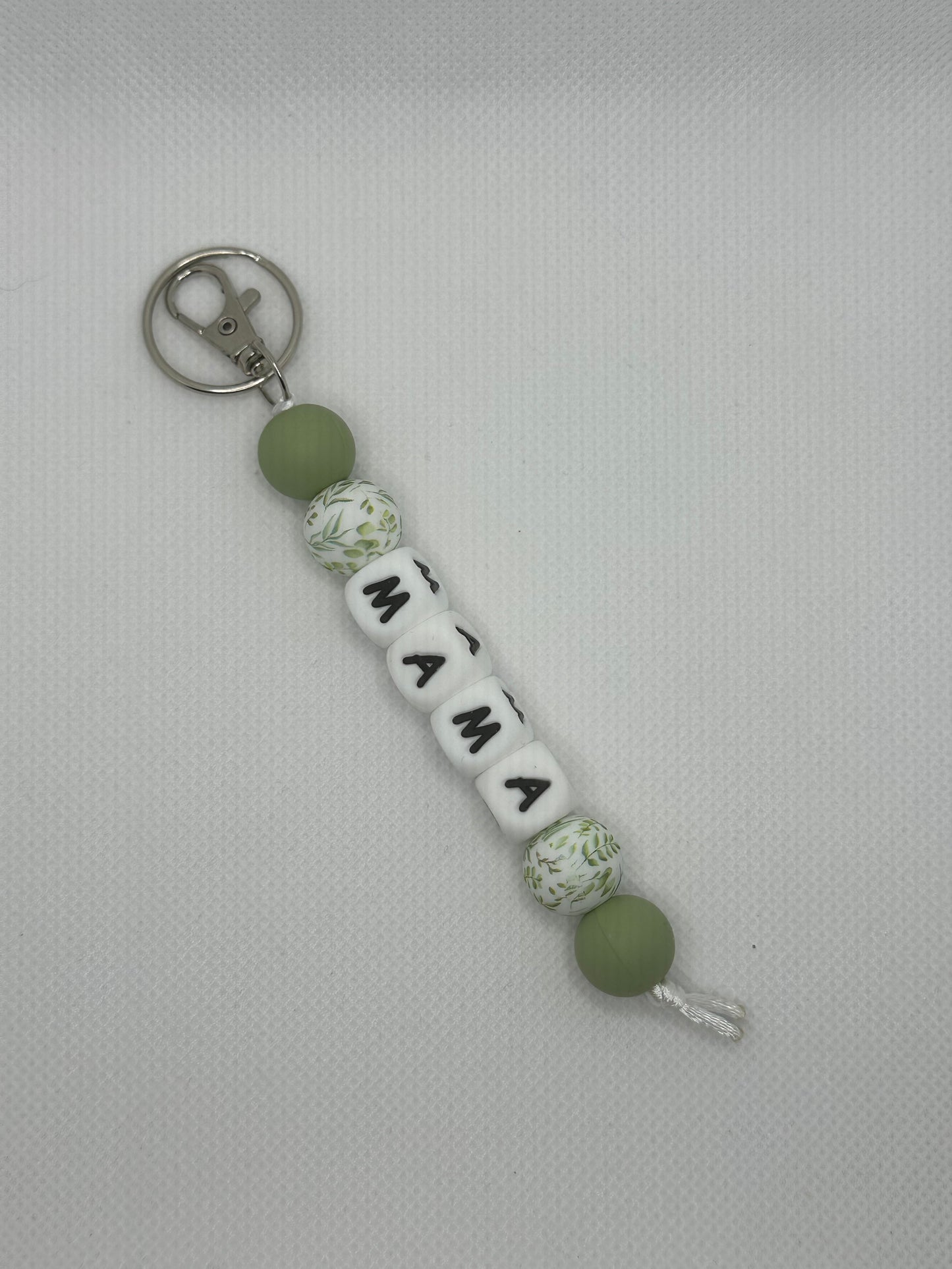Sage Green Plant Mama Large Silicone Bead Keychain