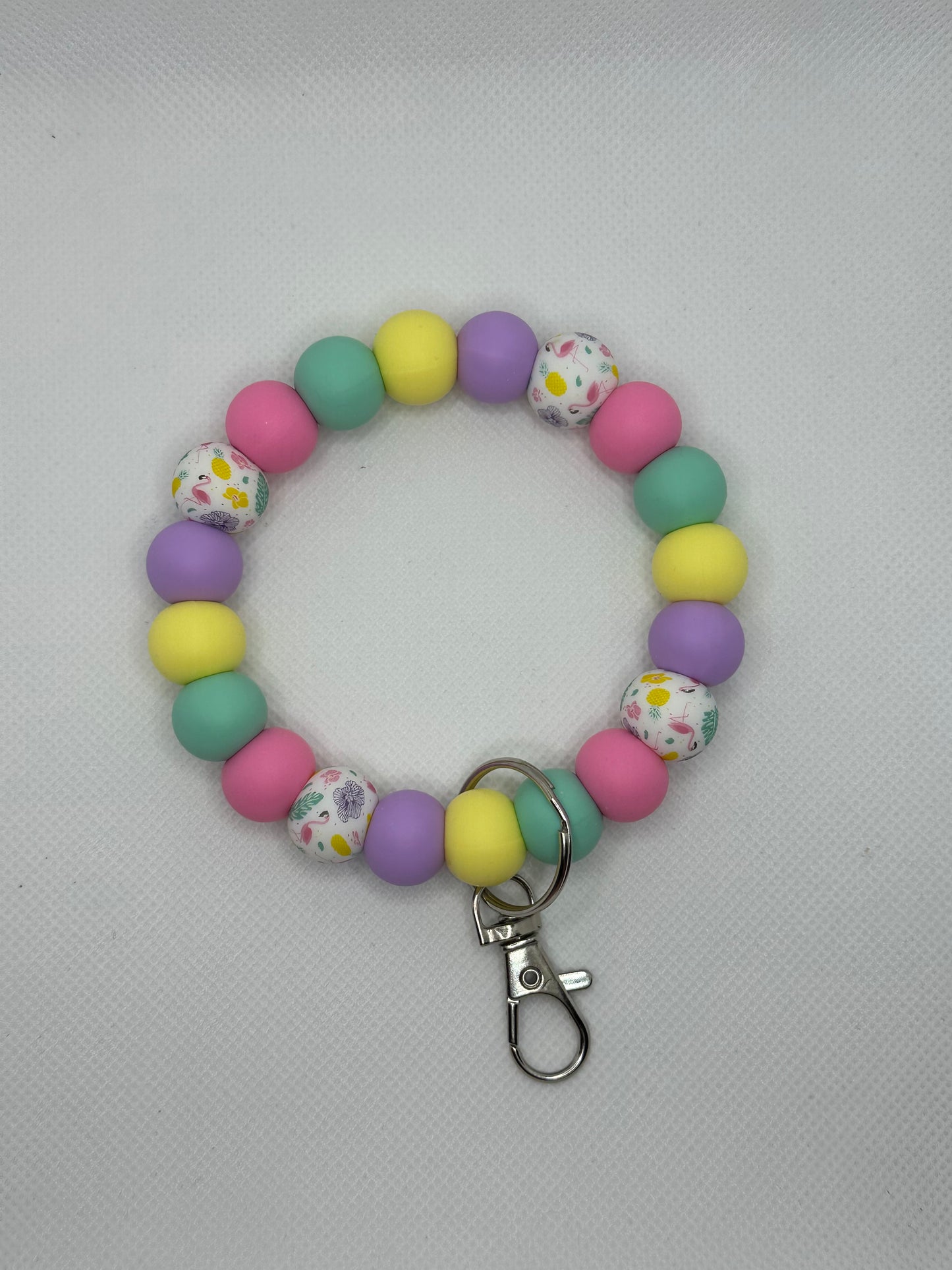 Colorful Flamingo Oversized Silicone Bead Wristlet