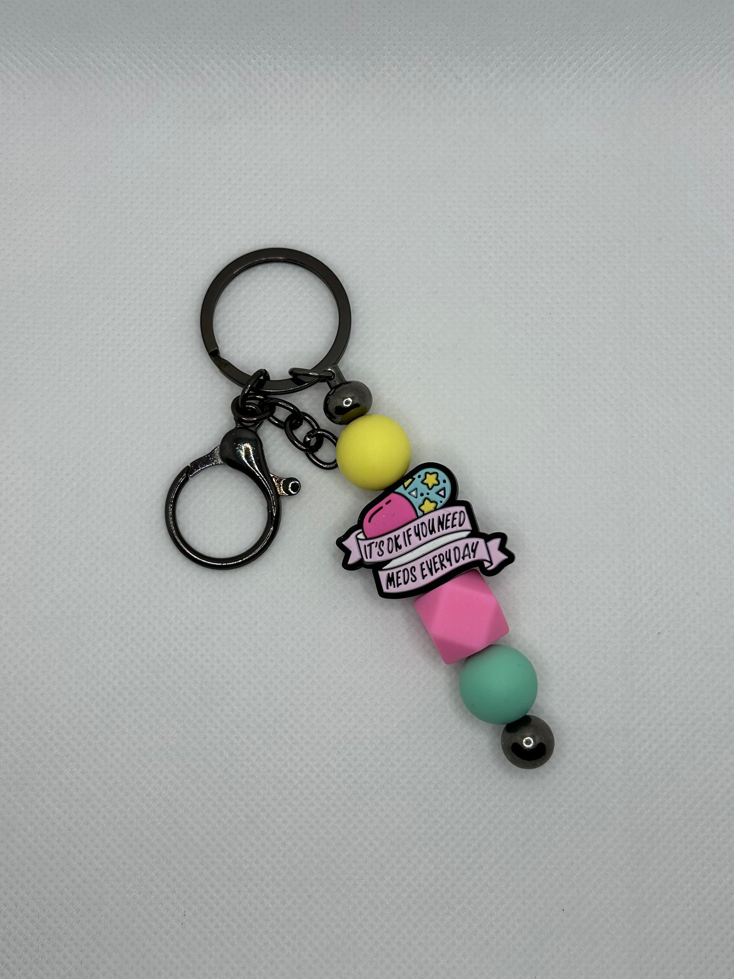 It’s Okay If You Need Meds Everyday Silicone Bead Gunmetal Metal Keychain