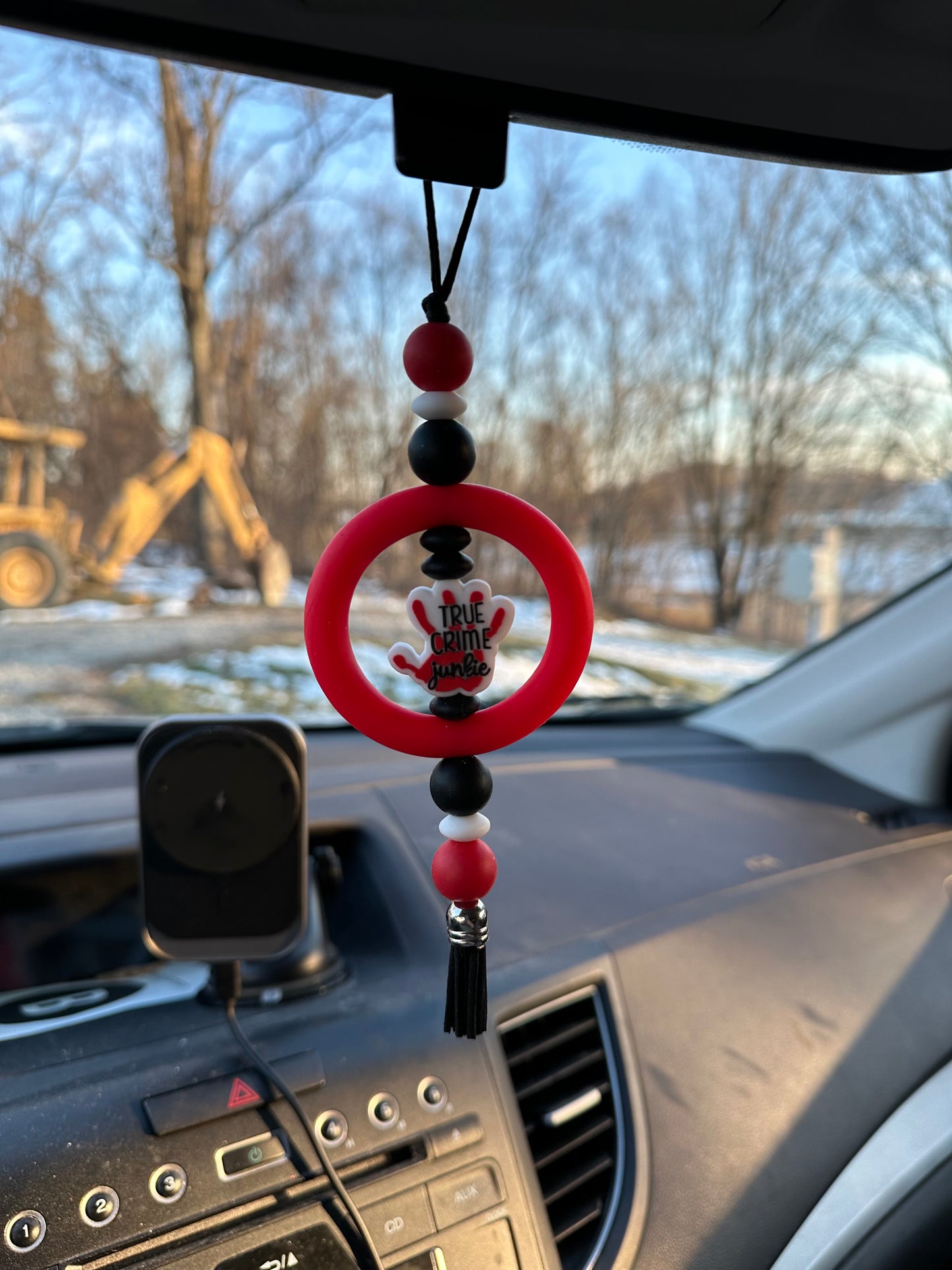 True Crime Junkie Silicone Beaded Car Charm