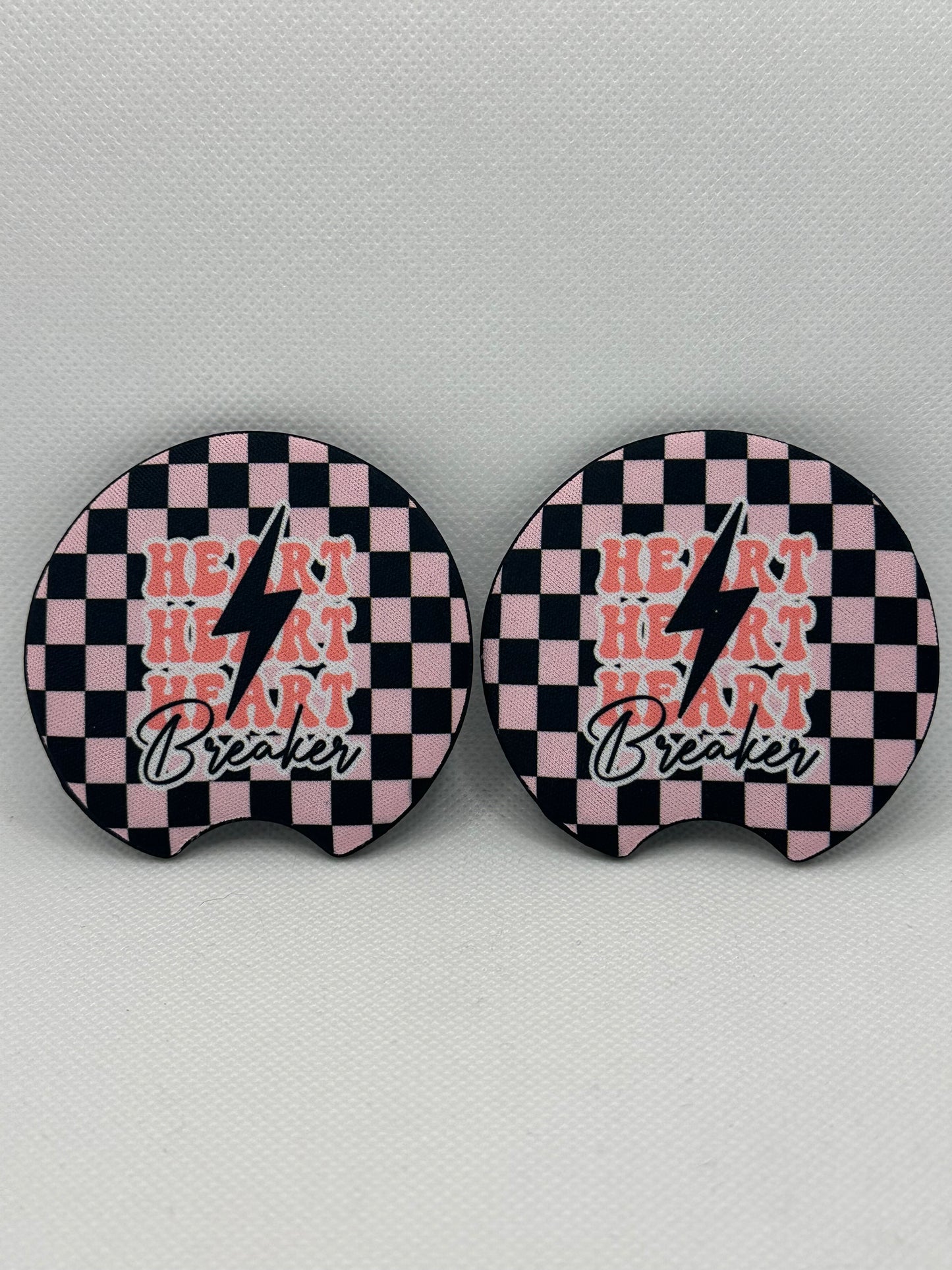 Heartbreaker Checkerboard Valentine’s Day Car Coasters