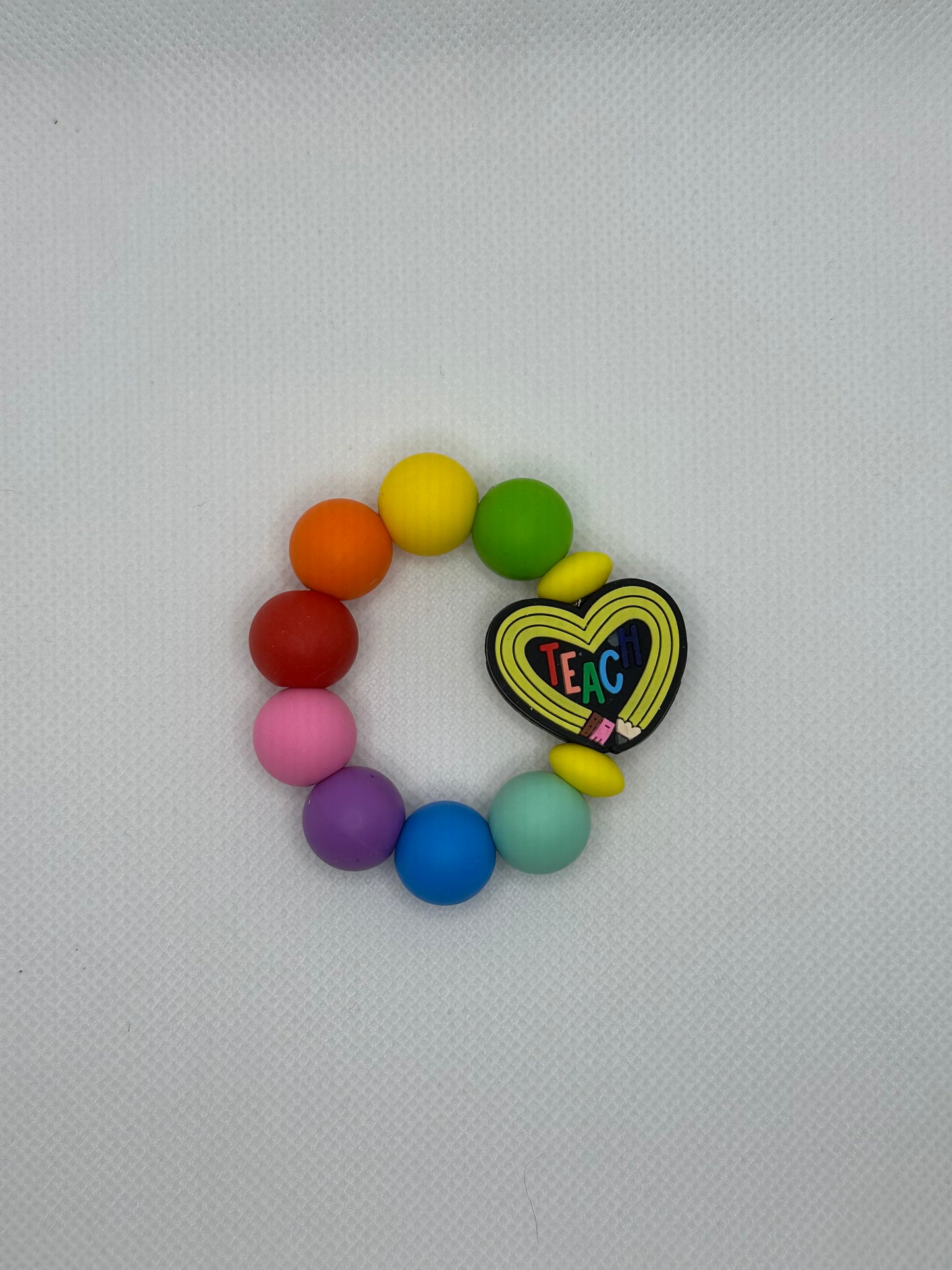 Teacher Pencil Heart Silicone Beaded Cup Charm