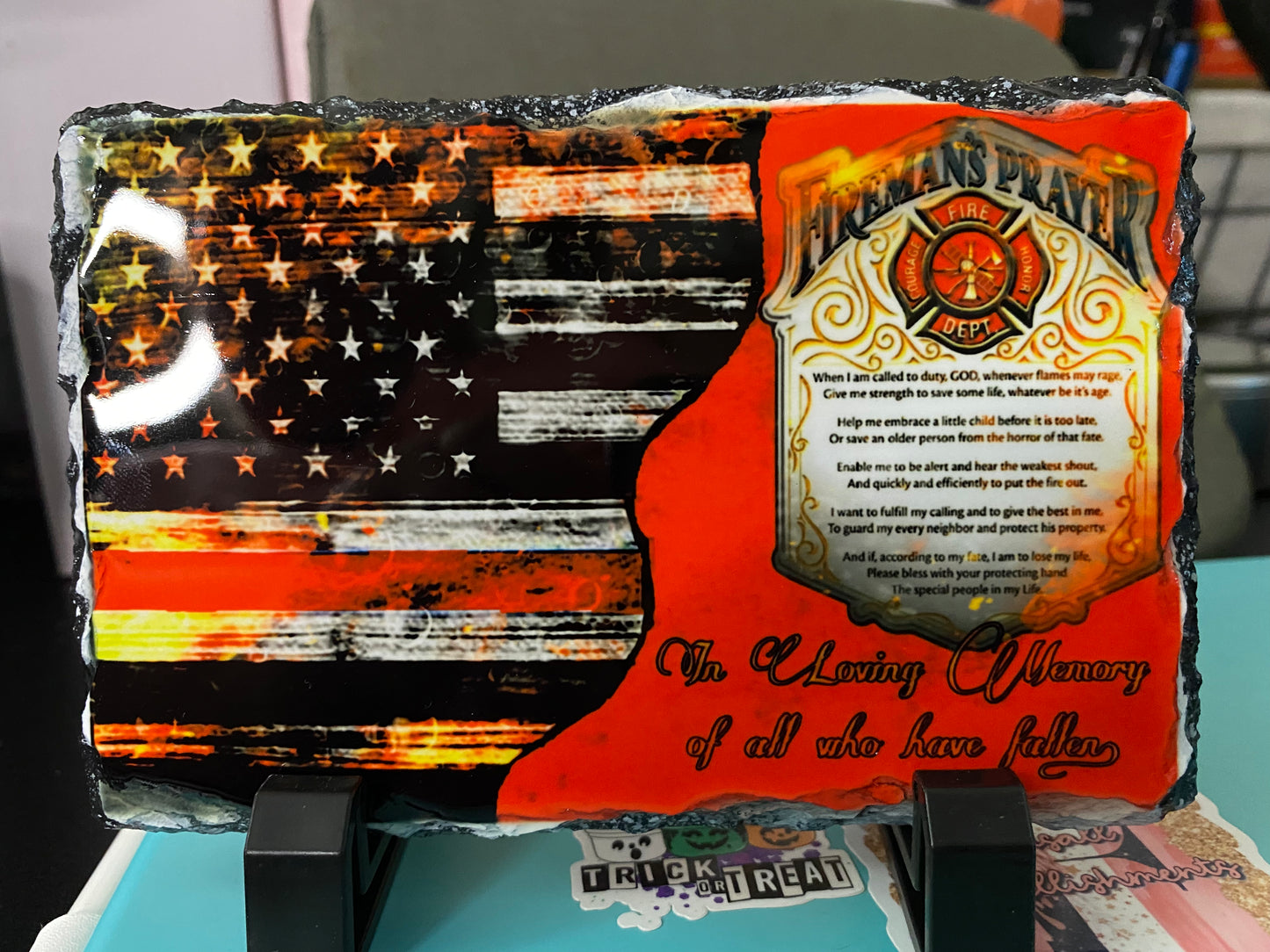 Fireman’s Prayer Fire Fighter Natural Rock Slate