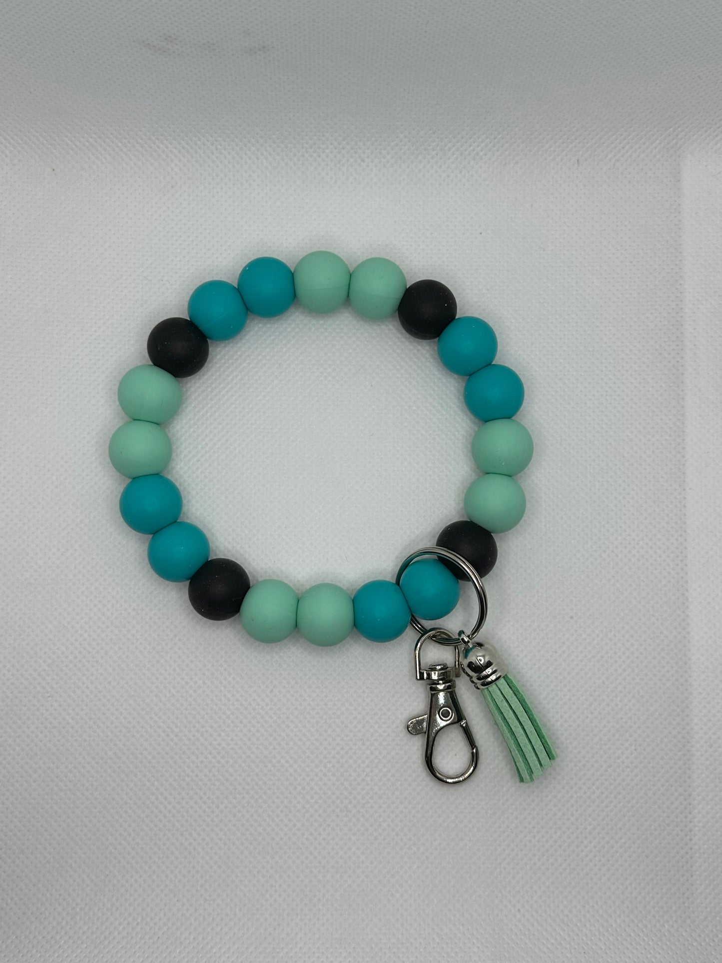 Teal And Black Oversized Silicone Bead Wristlet