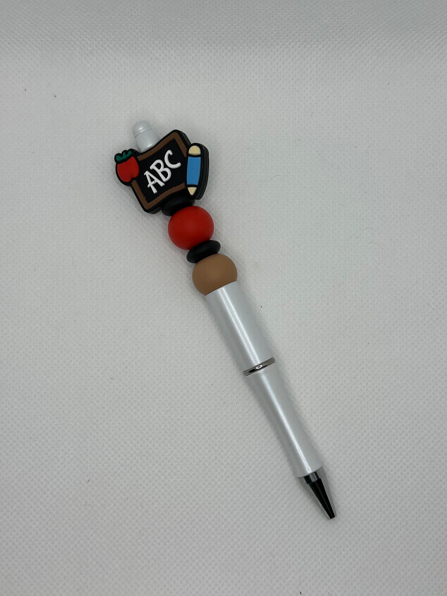 Teacher Chalkboard White Silicone Beaded Pen