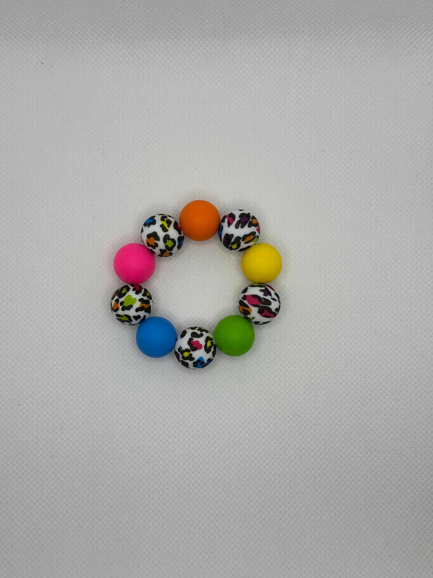 Neon Leopard Print Silicone Beaded Cup Charm