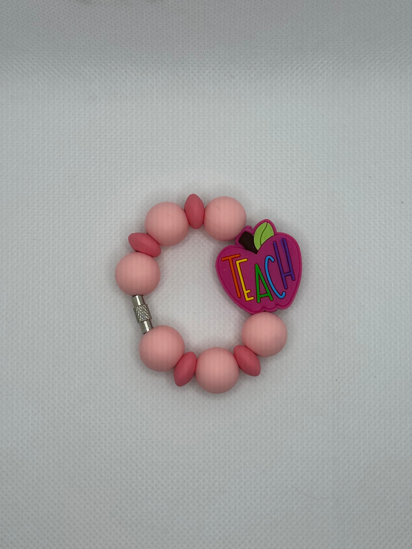 Teacher Teach Apple Pink Silicone Beaded Cup Charm