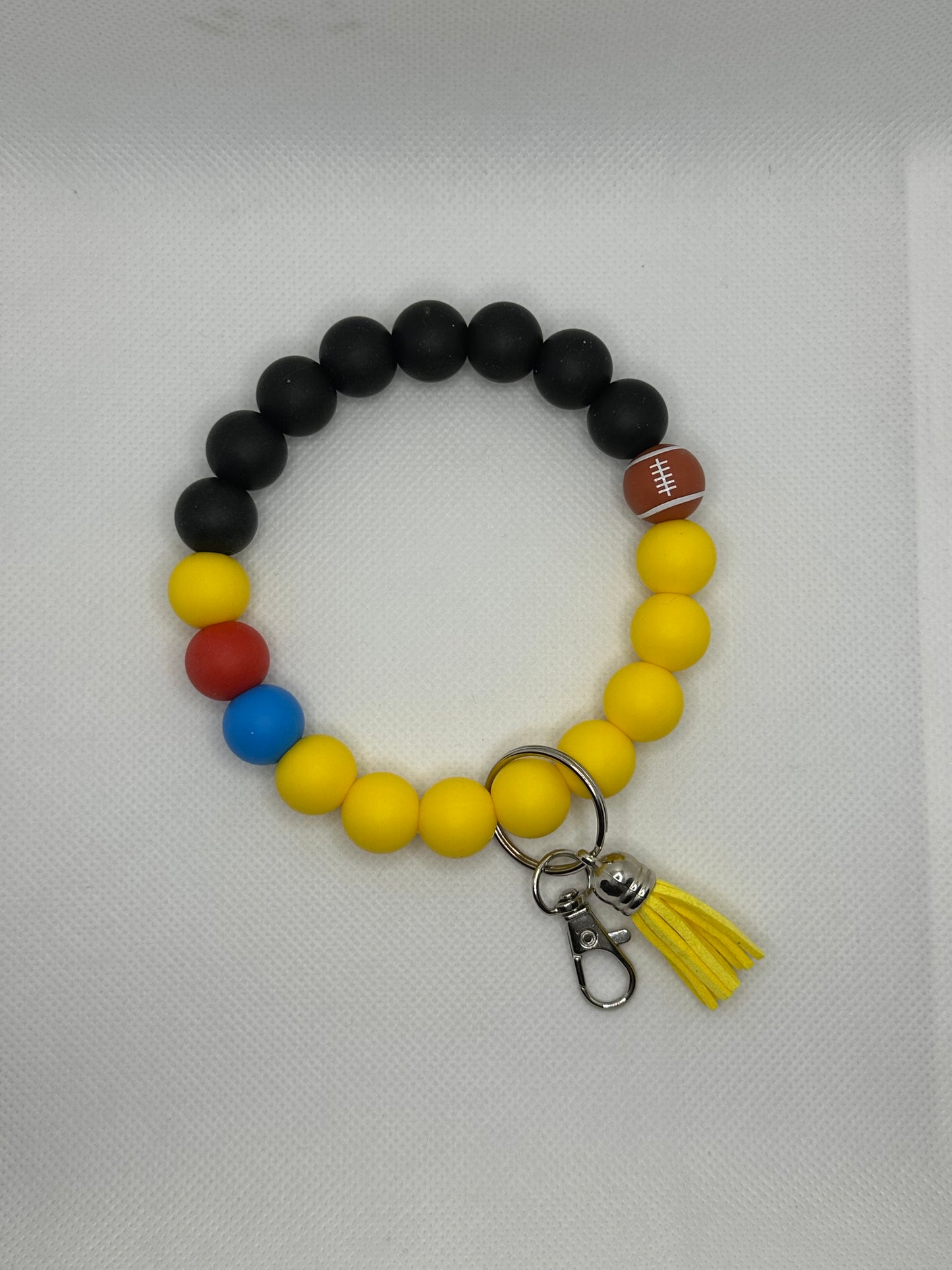 Pittsburgh Football Inspired Black And Yellow Oversized Silicone Bead Wristlet