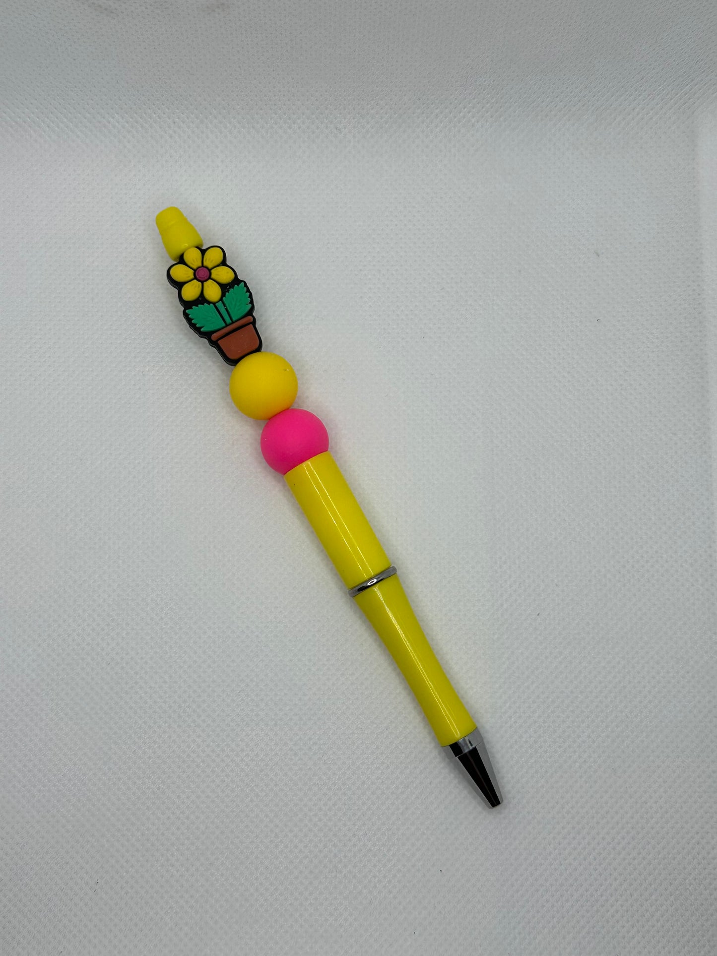 Potted Flower Spring Yellow Silicone Beaded Pen