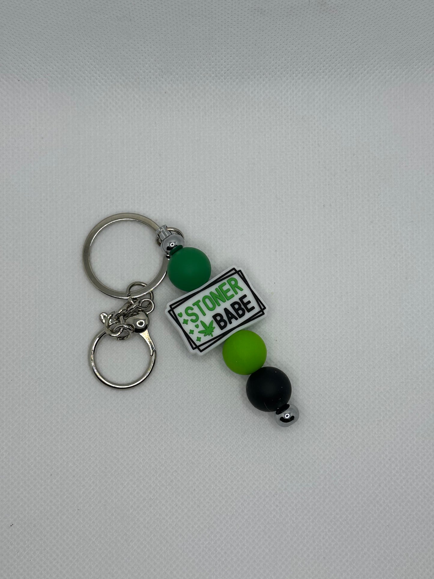 Stoner Babe Silver Metal Keychain