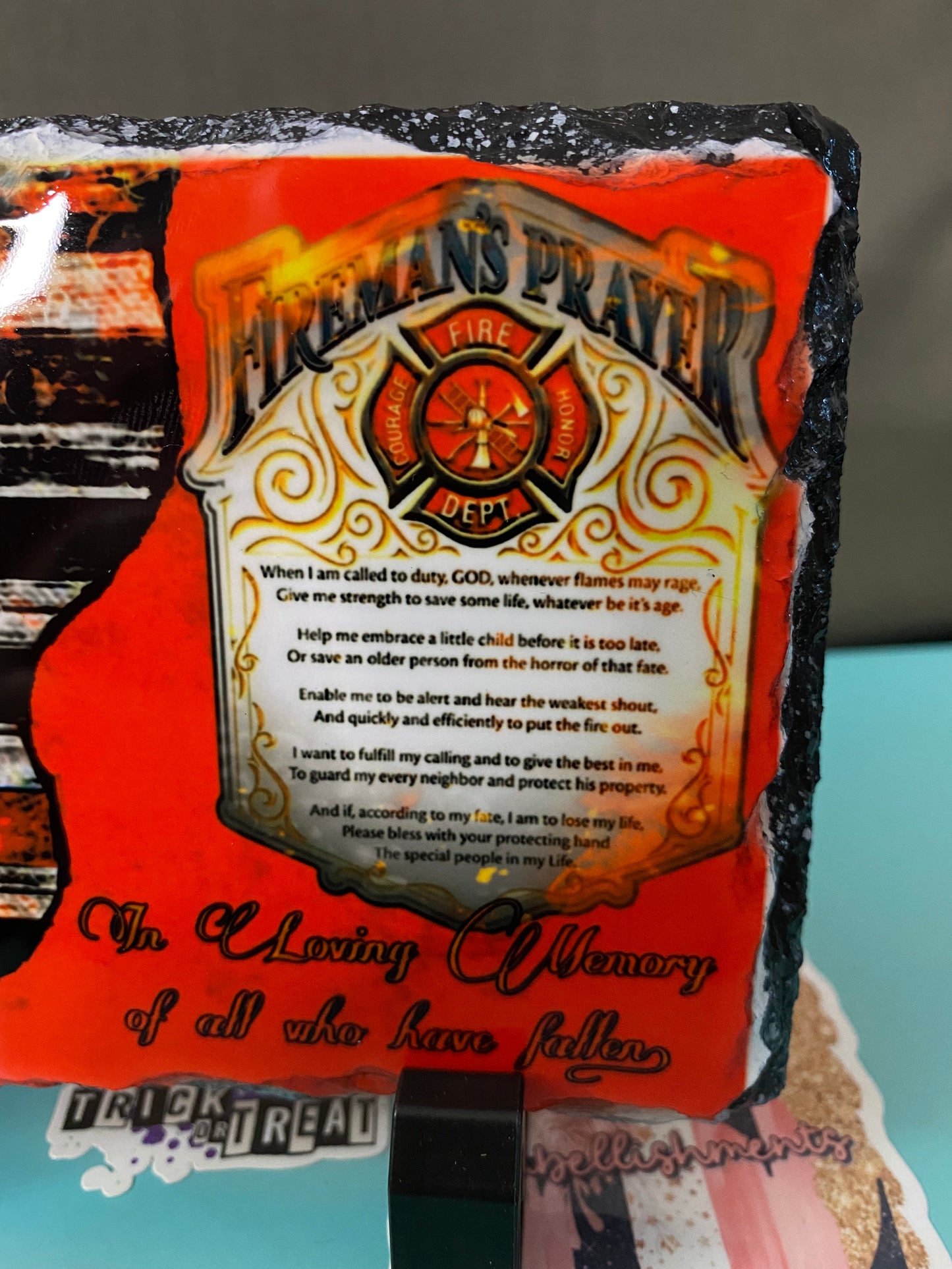 Fireman’s Prayer Fire Fighter Natural Rock Slate