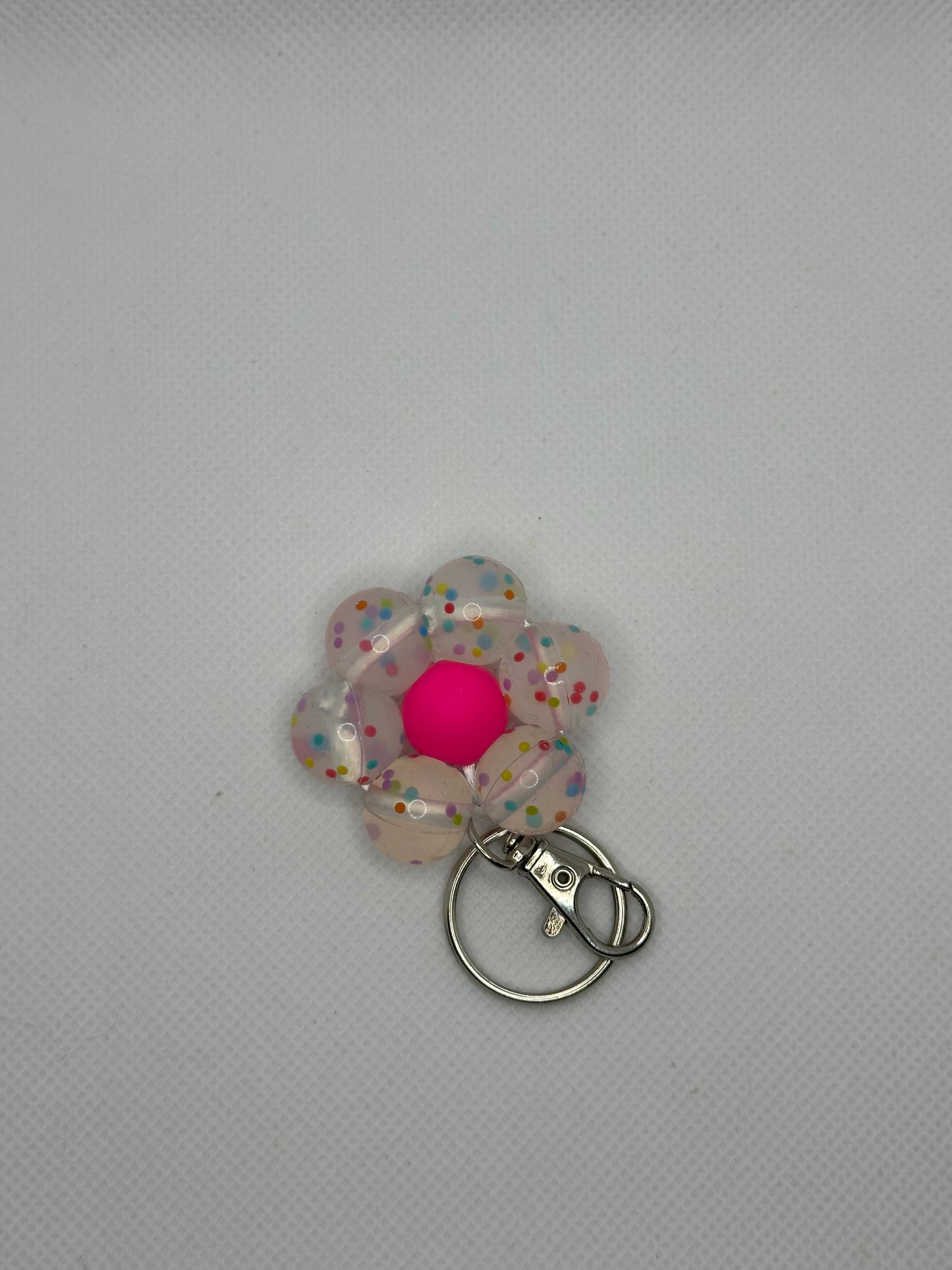 Hot Pink Confetti Flower Keychain