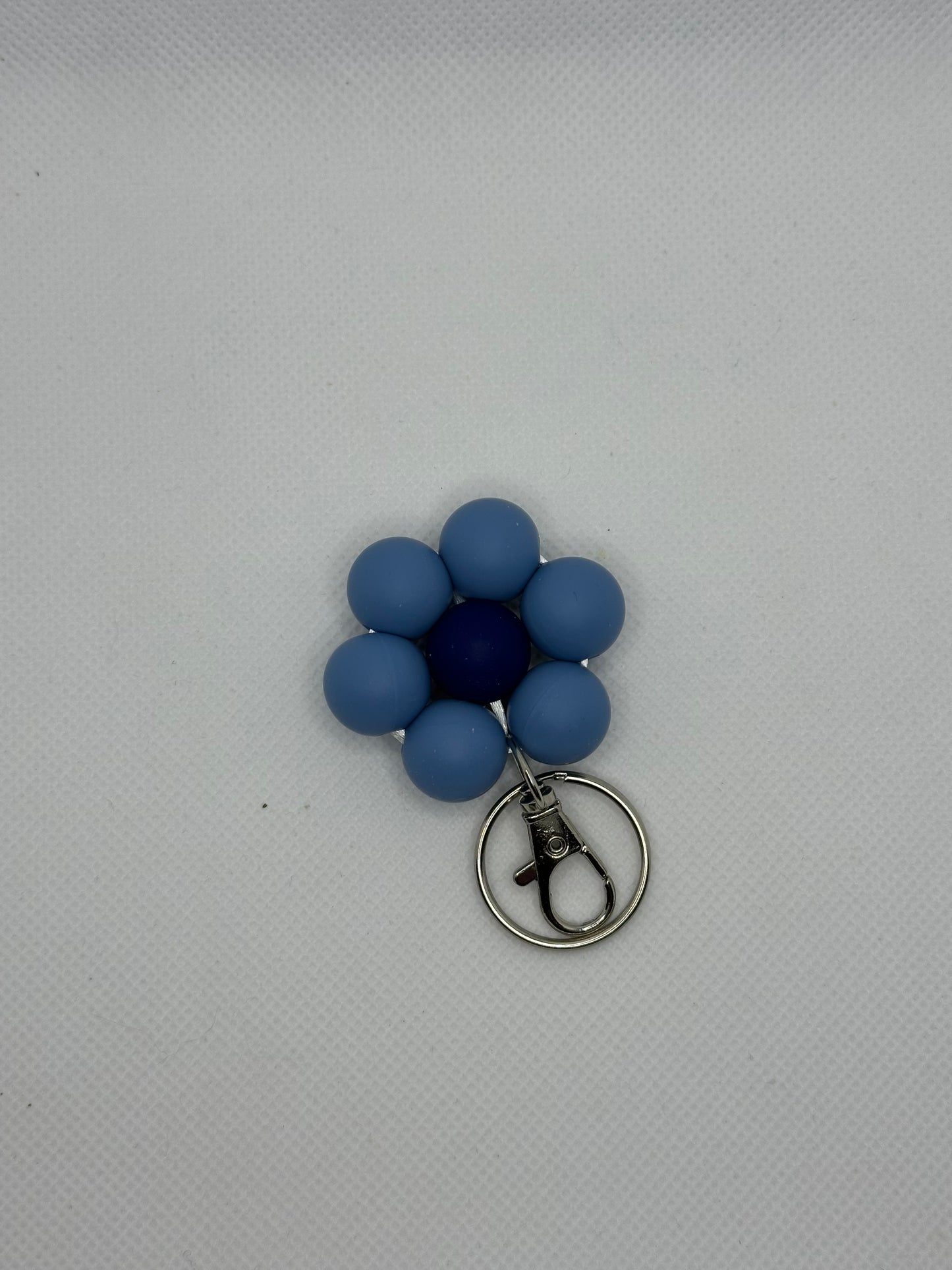 Slate Blue And Navy Flower Keychain