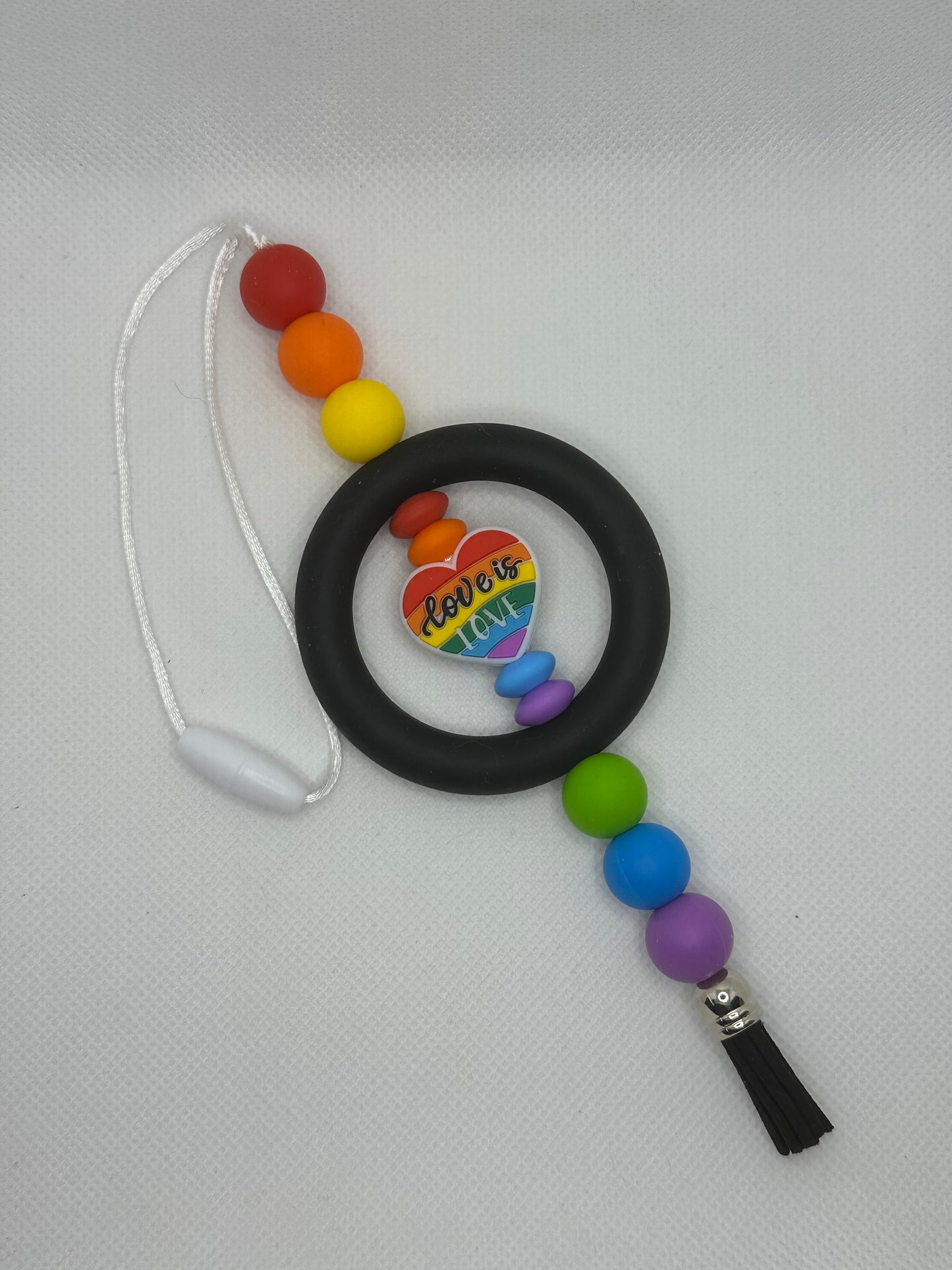 Love Is Love Rainbow Silicone Beaded Car Charm