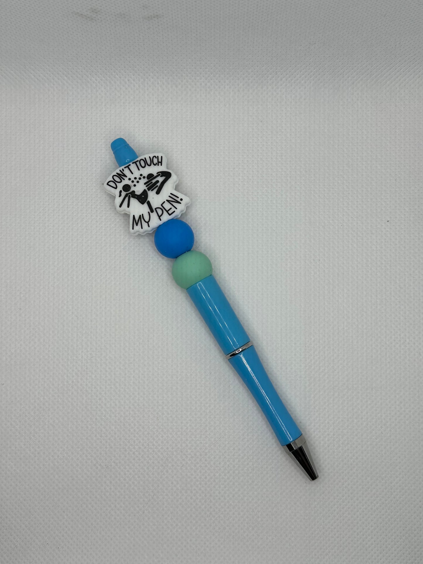 Don’t Touch My Pen Funny Light Blue Silicone Beaded Pen