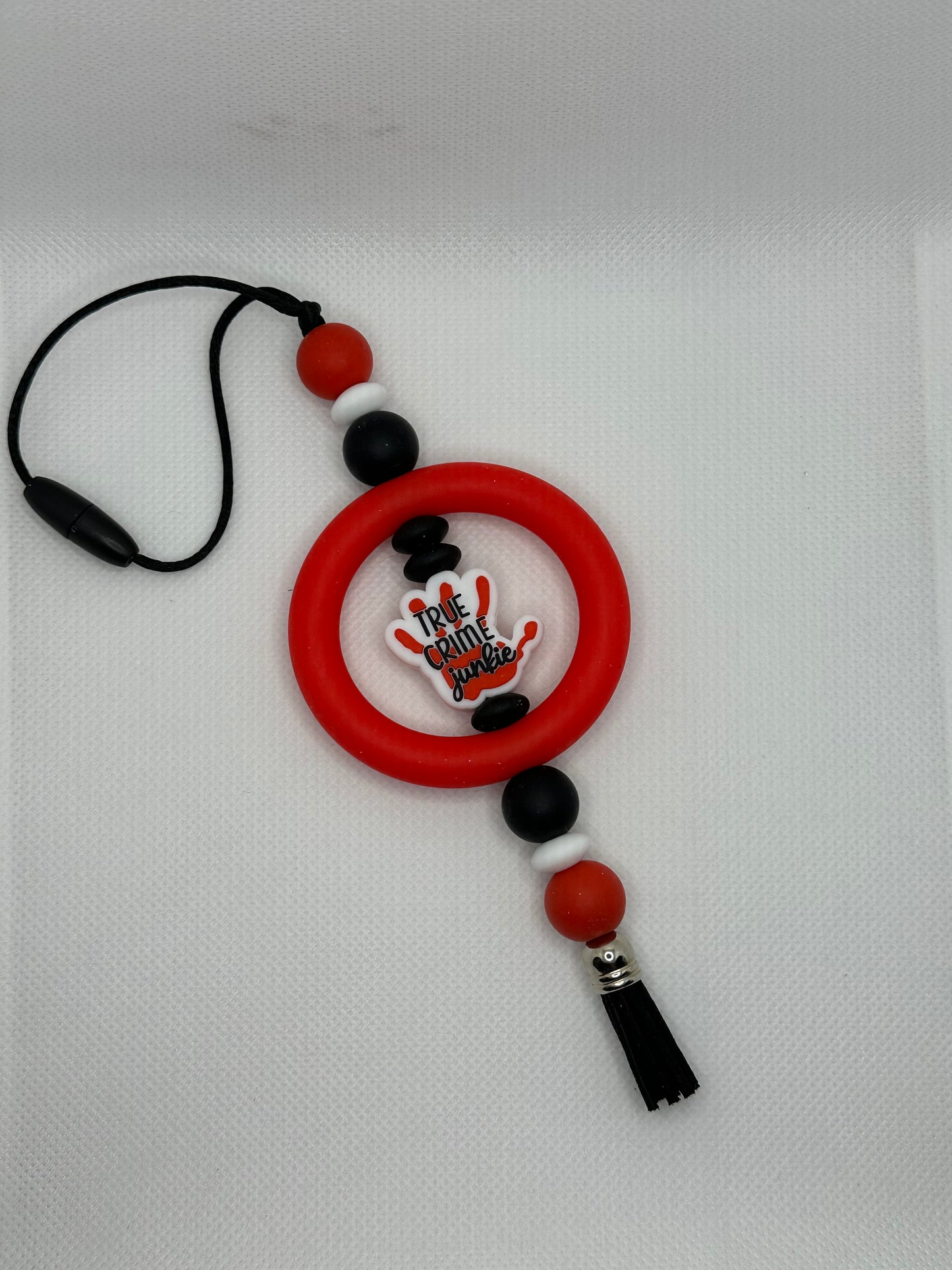 True Crime Junkie Silicone Beaded Car Charm