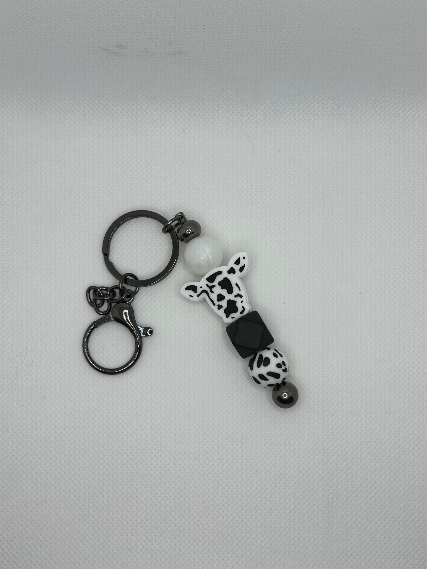 Black Cow Head Gunmetal Metal Keychain