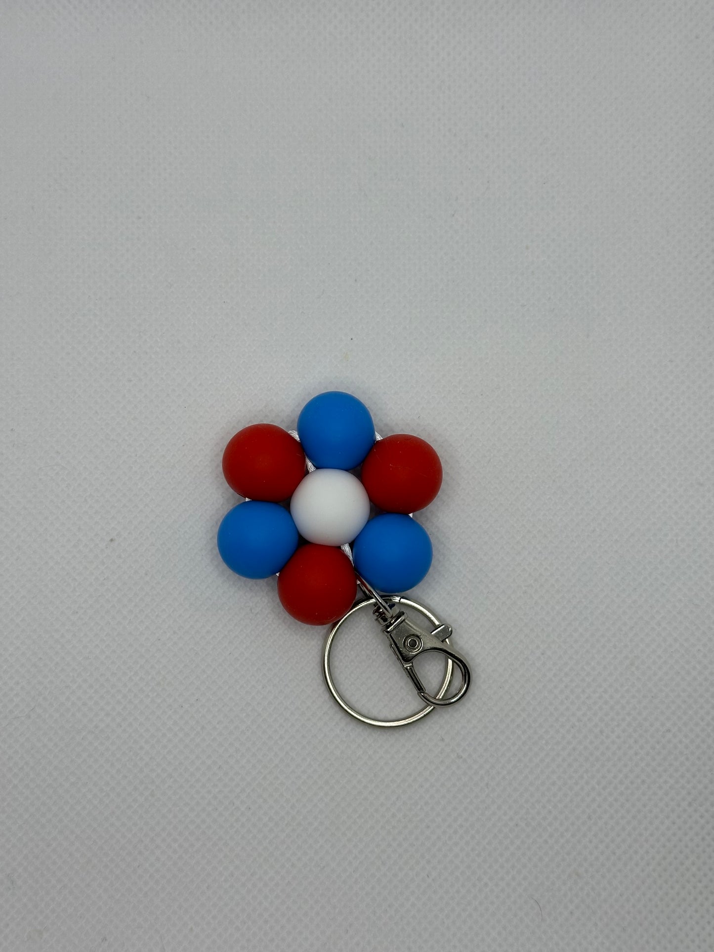 Red White And Blue Patriotic Flower Keychain