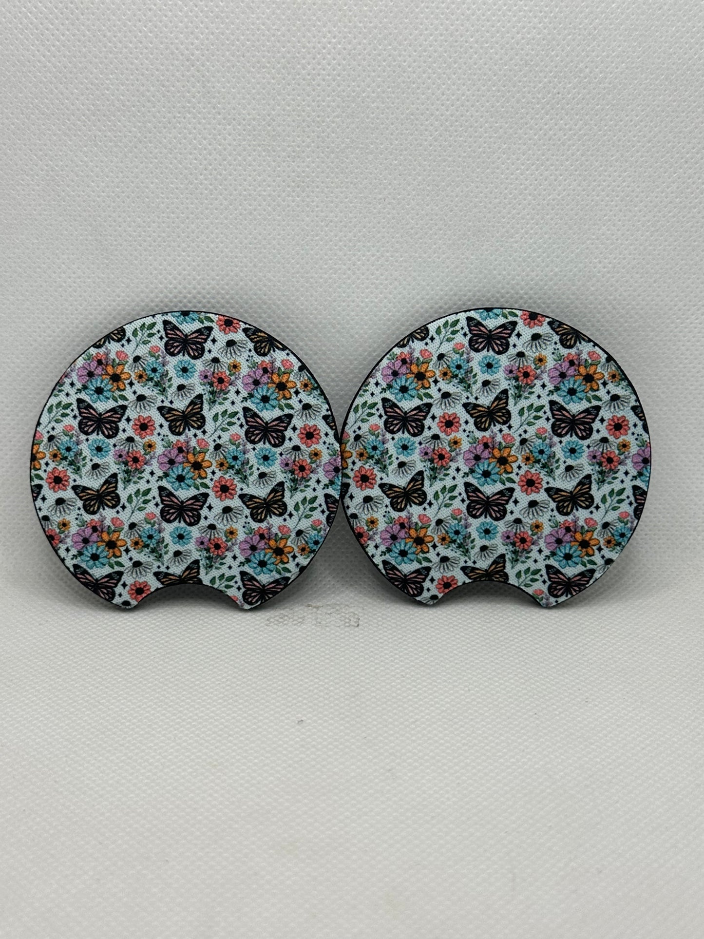 Butterfly Flower Garden Car Coasters