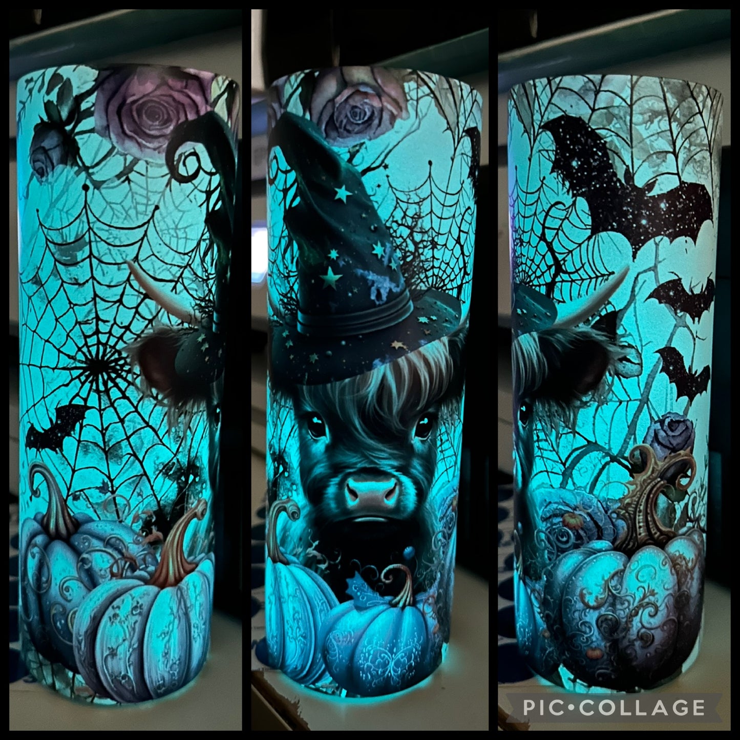 Witch Vibes Highland Cow 20oz Glow In The Dark Tumbler