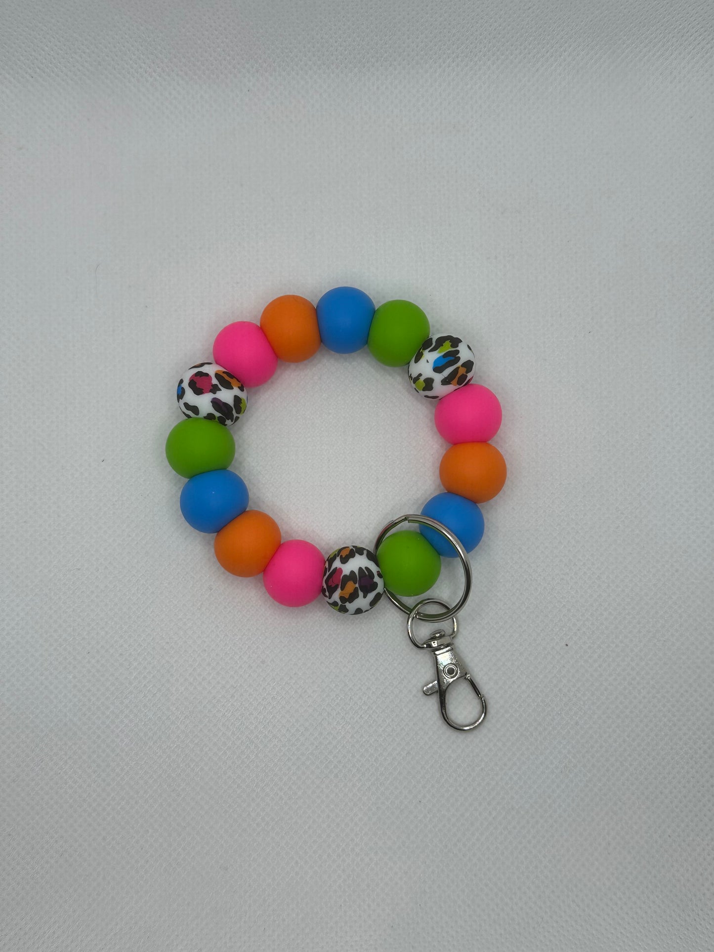 Neon Colorful Leopard Silicone Beaded Mini Wristlet