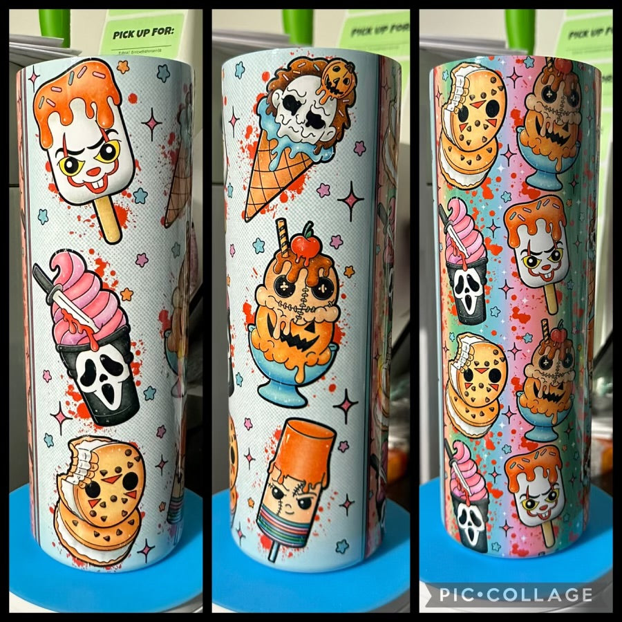 Halloween Character Ice Creams 20oz Glossy Sublimation Tumbler