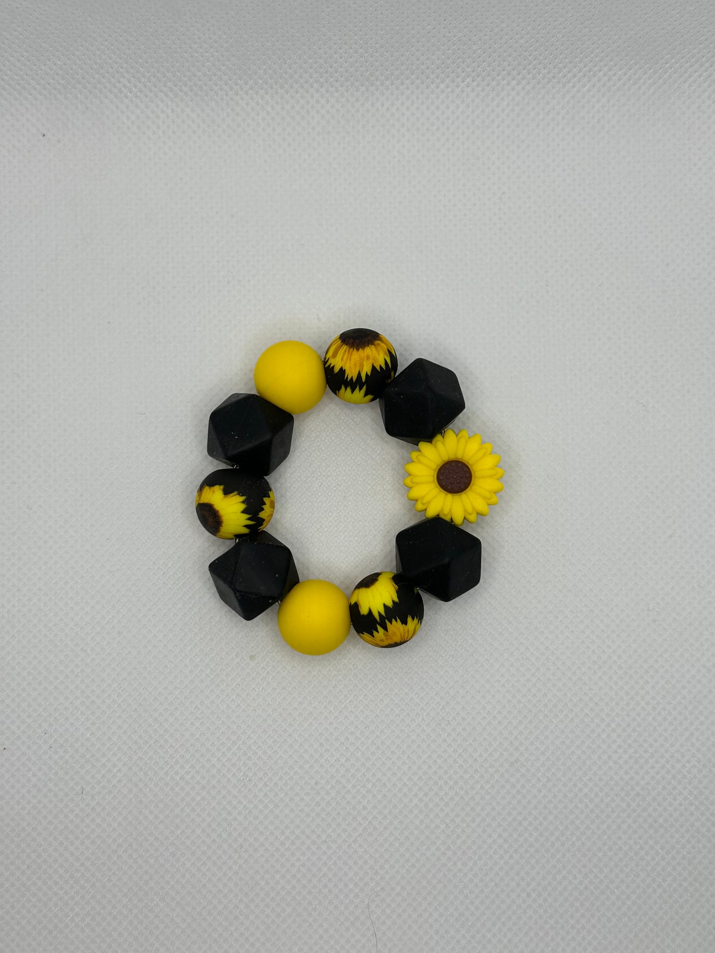 Black Sunflower Pattern Silicone Beaded Cup Charm