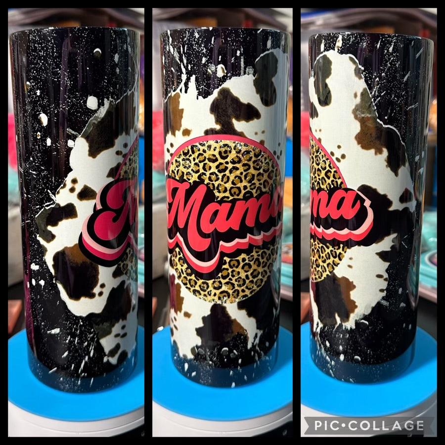 Hot Pink Mama And Cowhide 20oz Glossy Sublimation Tumbler