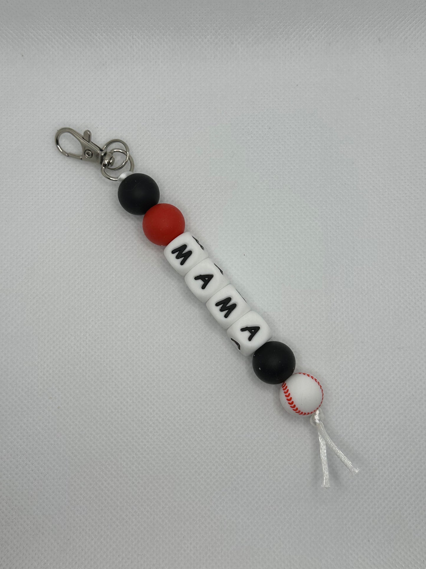 Baseball Mama Large Silicone Bead Keychain
