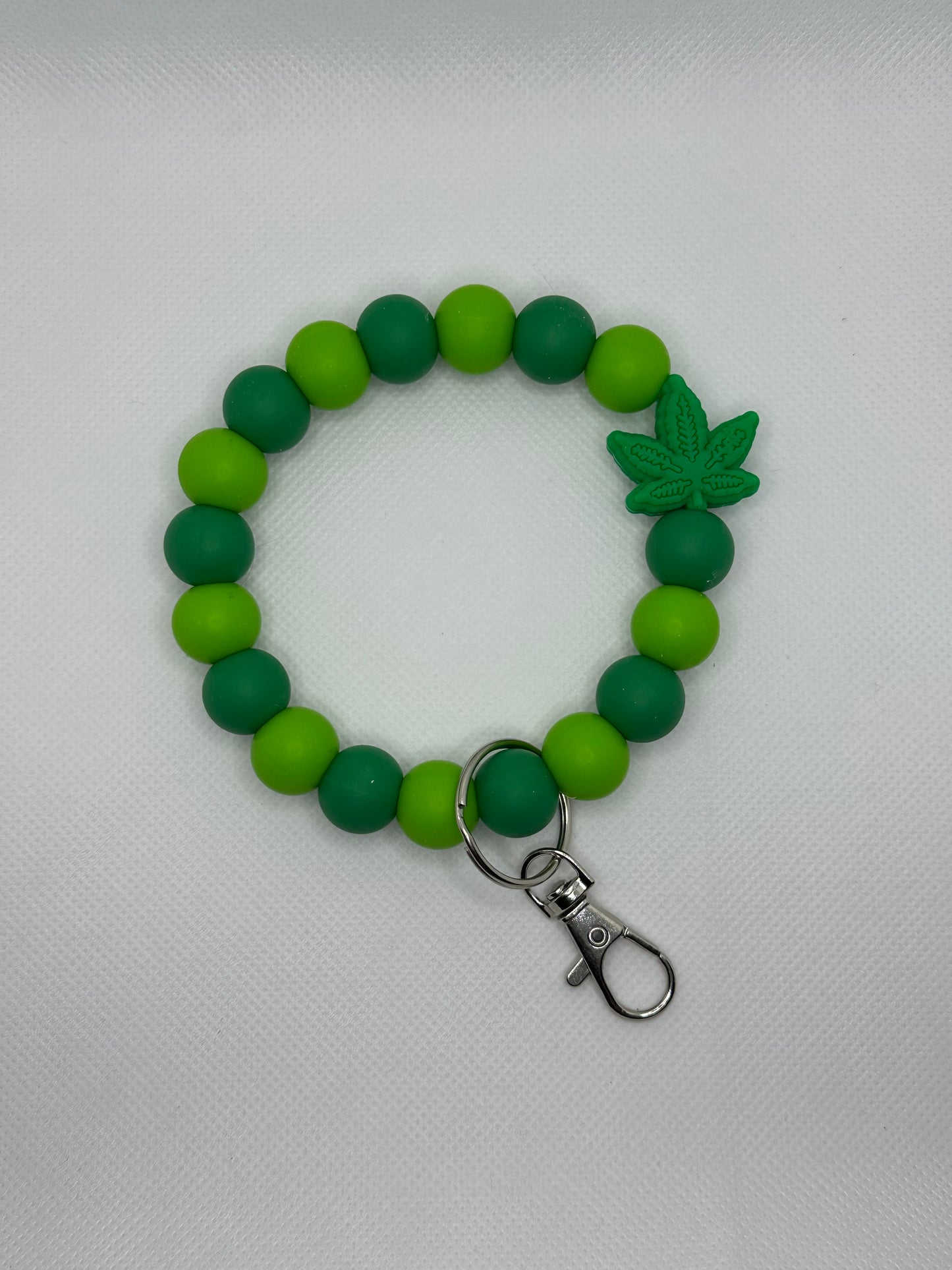 Dark Green Leaf 420 Friendly Oversized Silicone Bead Wristlet