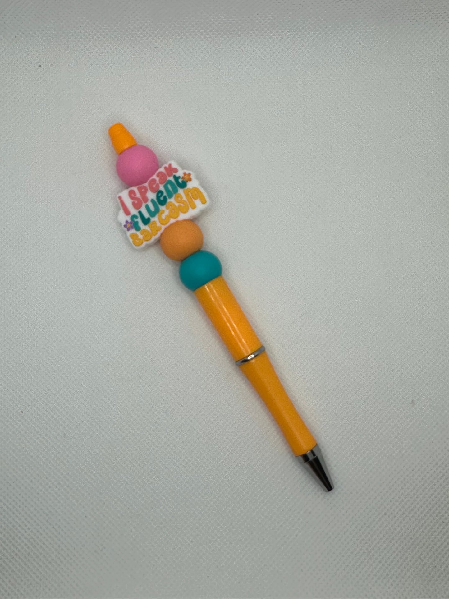 I Speak Fluent Sarcasm Orange Silicone Beaded Pen