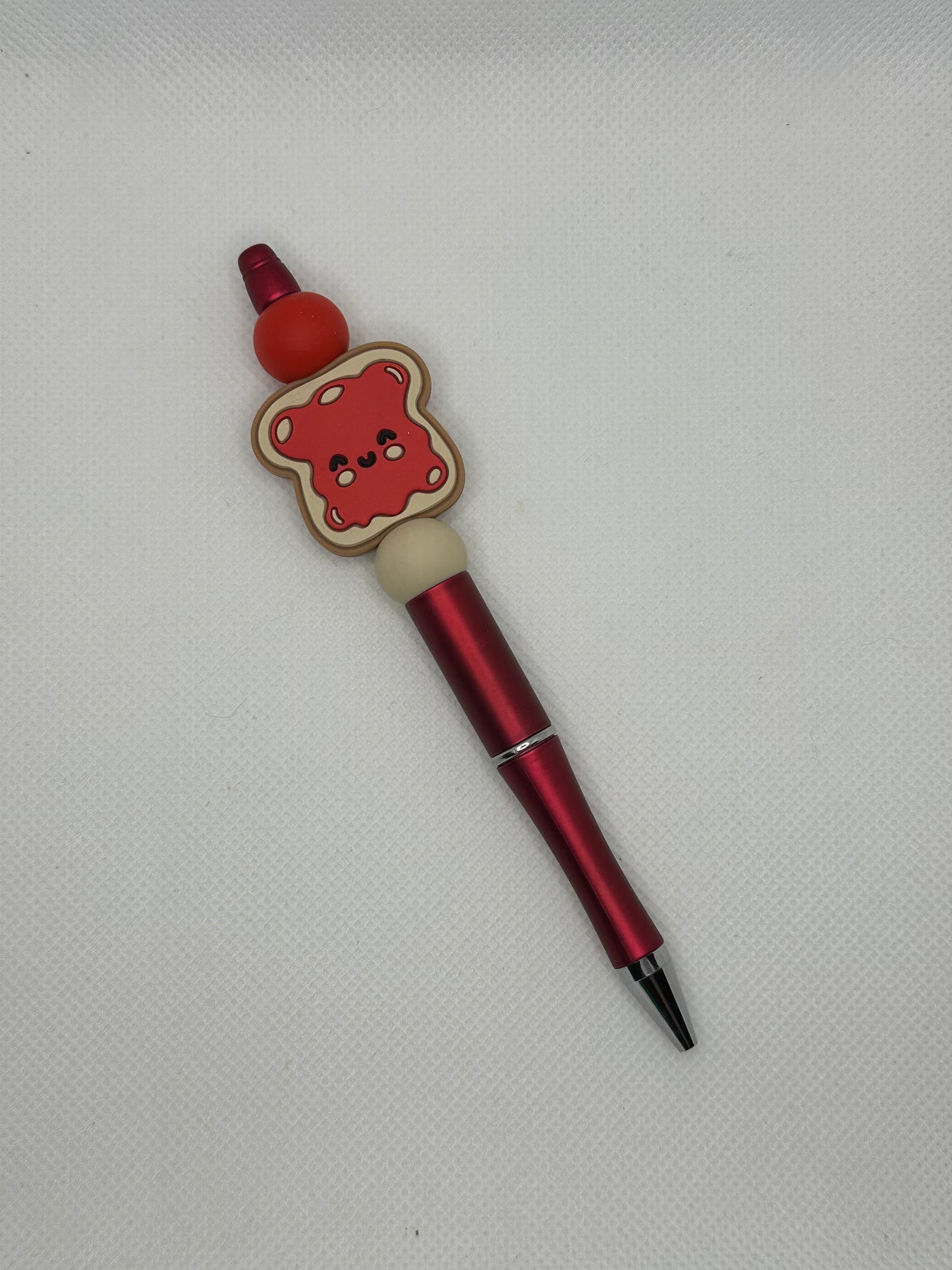 Strawberry Jelly Toast Red Silicone Beaded Pen