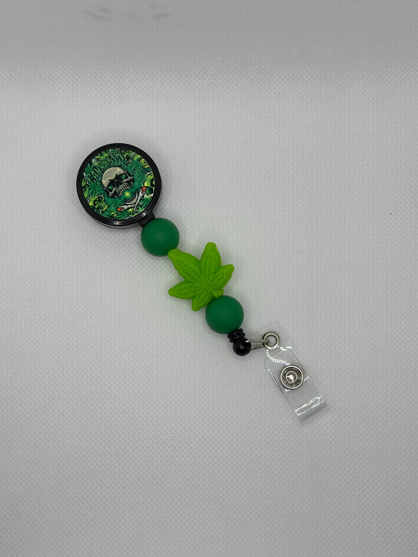 Cannabis Skull 420 Friendly Black Badge Reel