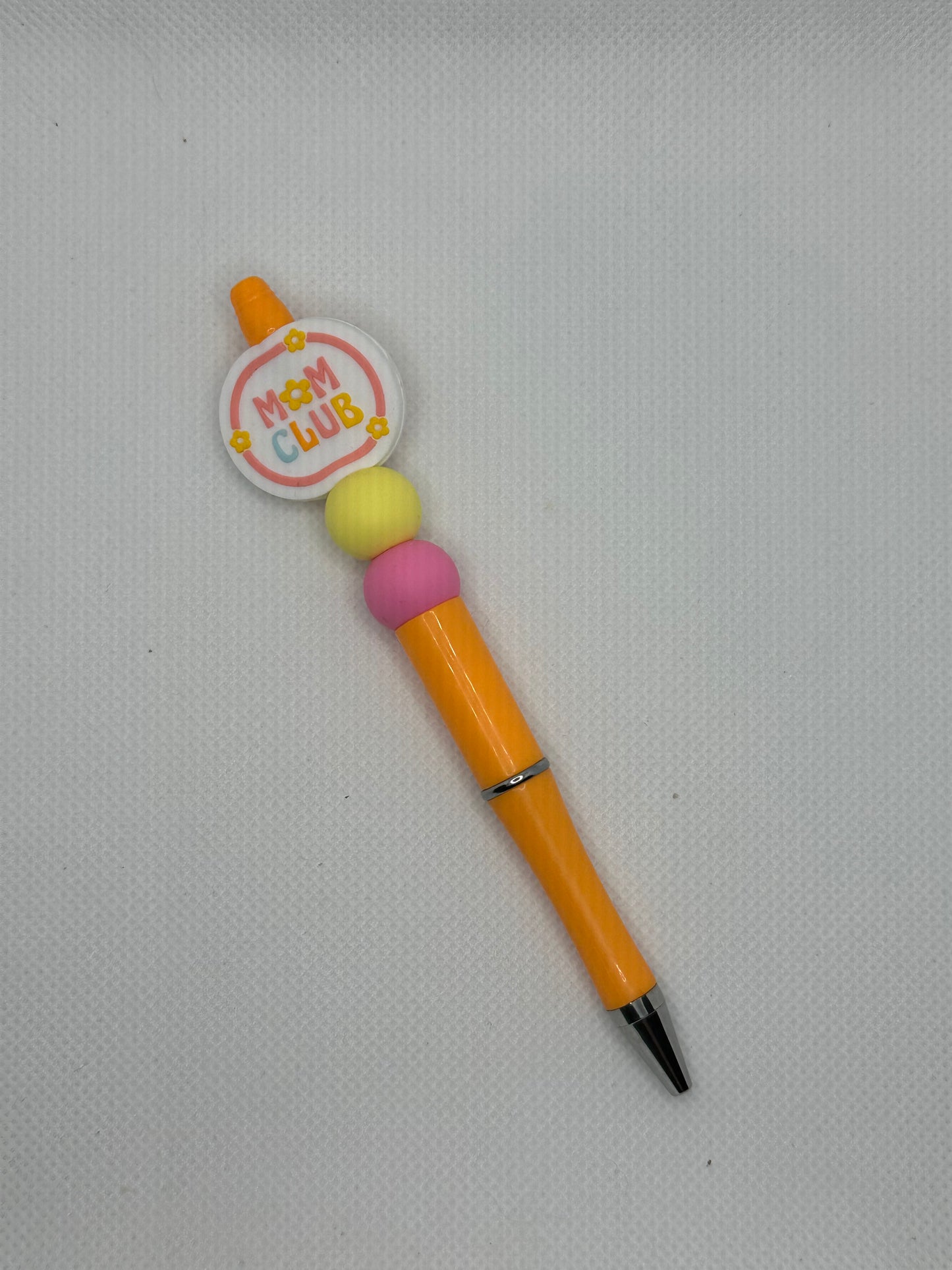 Mom Club Pastel Orange Silicone Beaded Pen