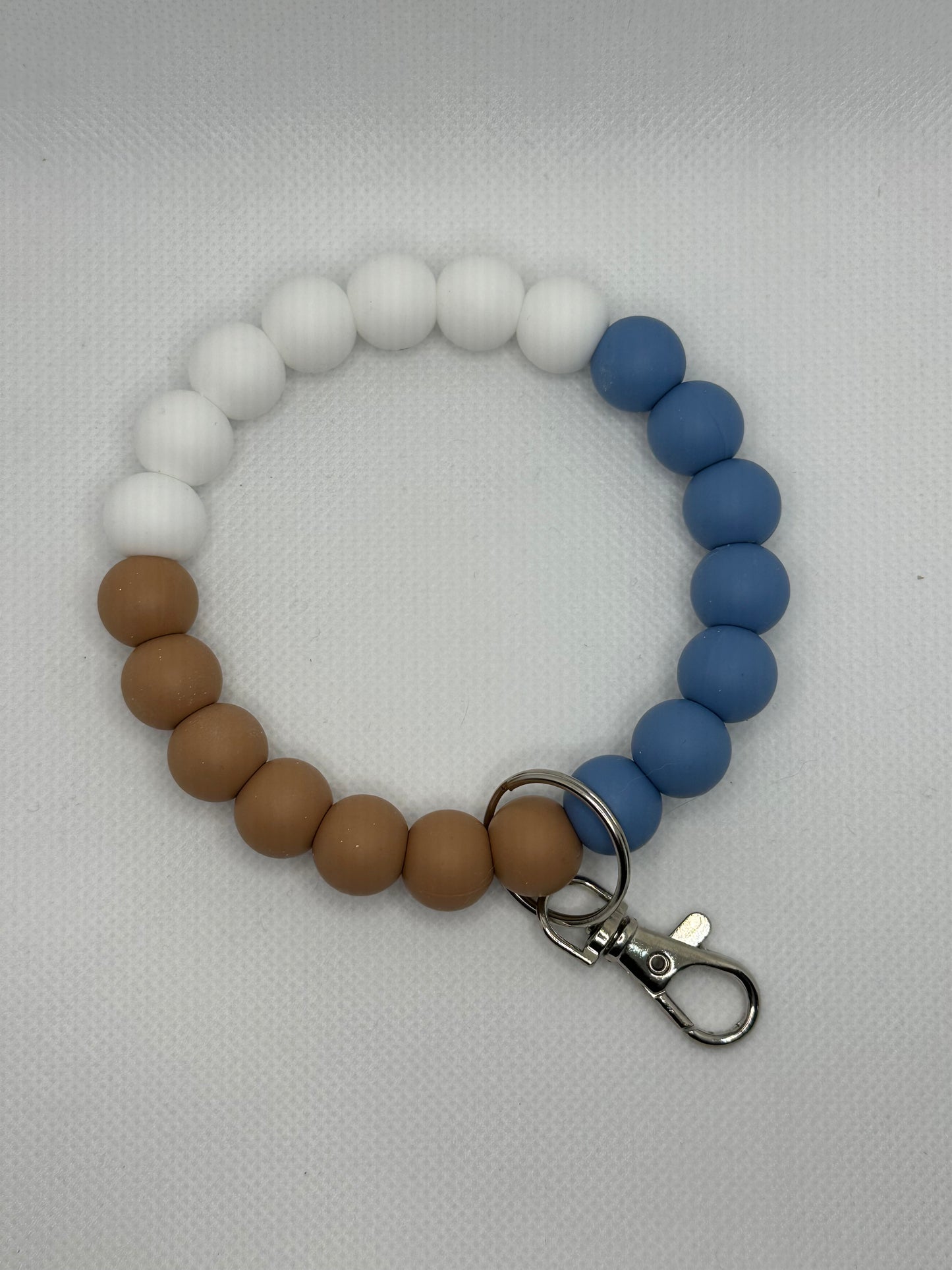 Slate Blue And Brown Oversized Silicone Bead Wristlet