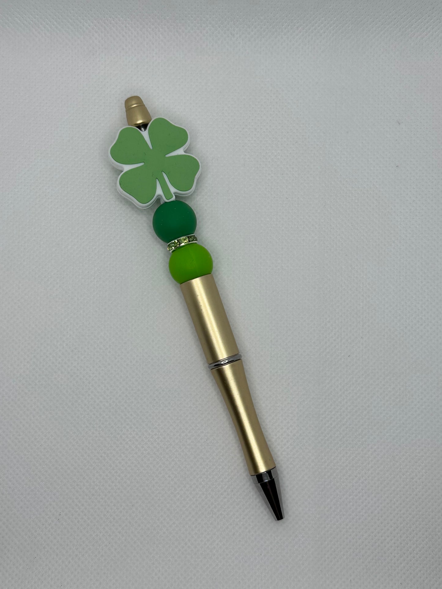 St. Patrick’s Day Shamrock Gold Silicone Beaded Pen