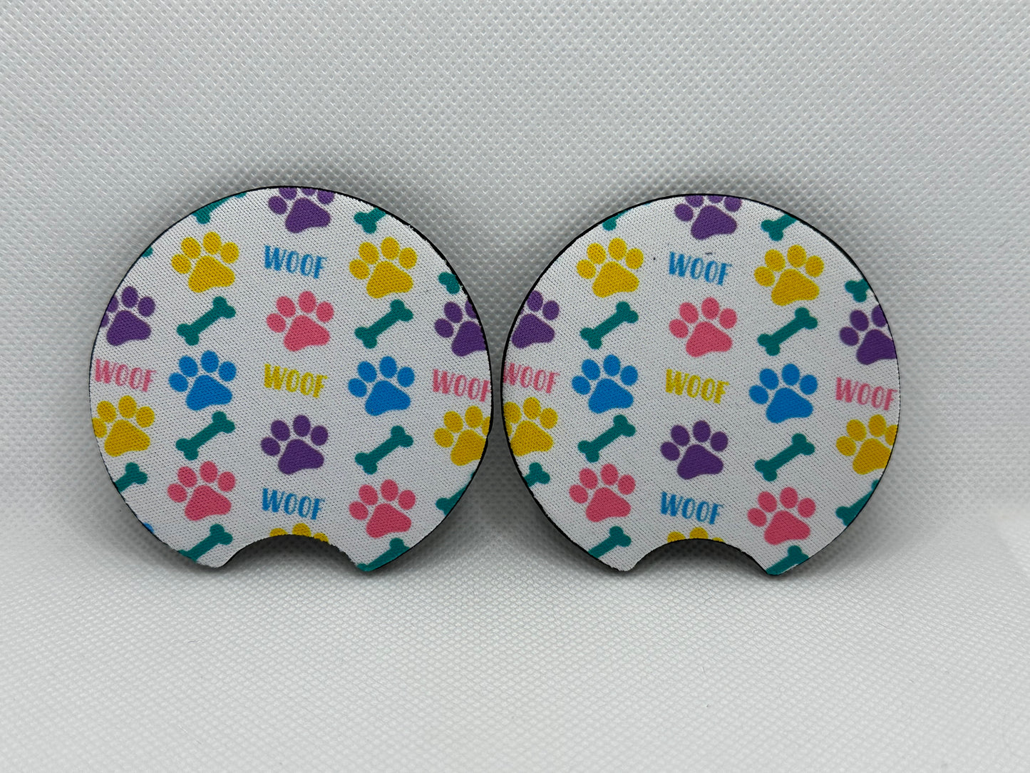 Colorful Dog Paw Print Car Coasters