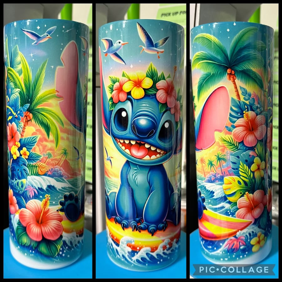 Beach Surfing Stitches 20oz Glossy Sublimation Tumbler