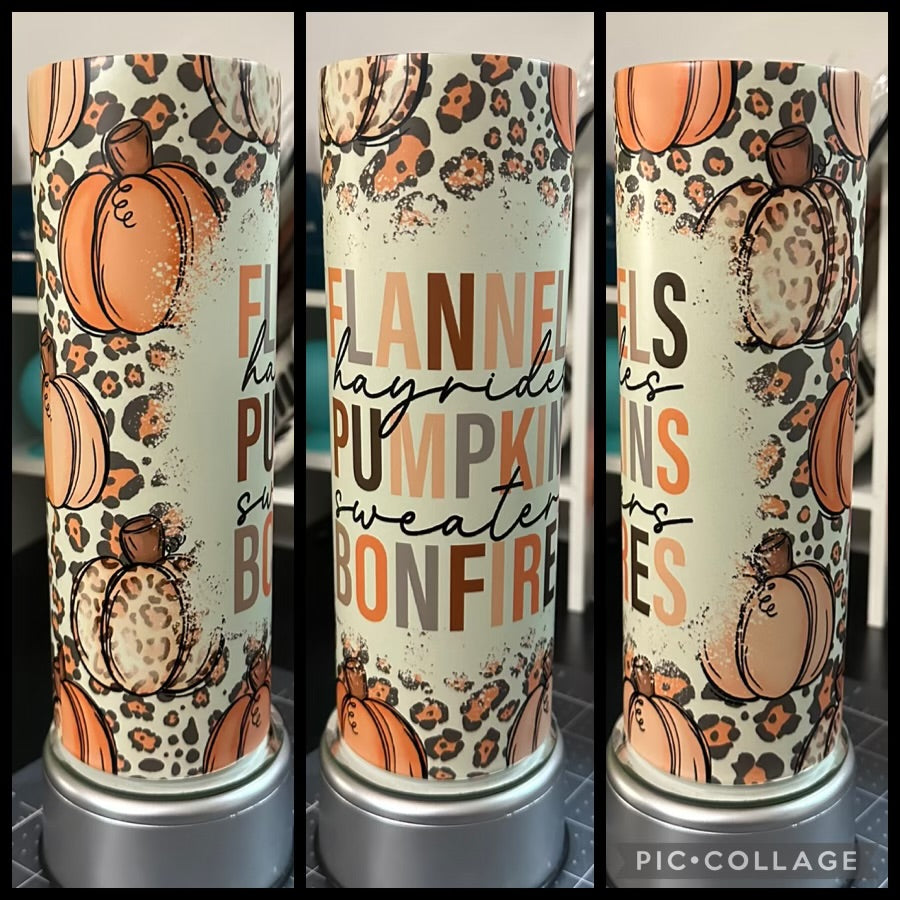 Fall Leopard Pumpkins Activities 20oz Glossy Sublimation Tumbler