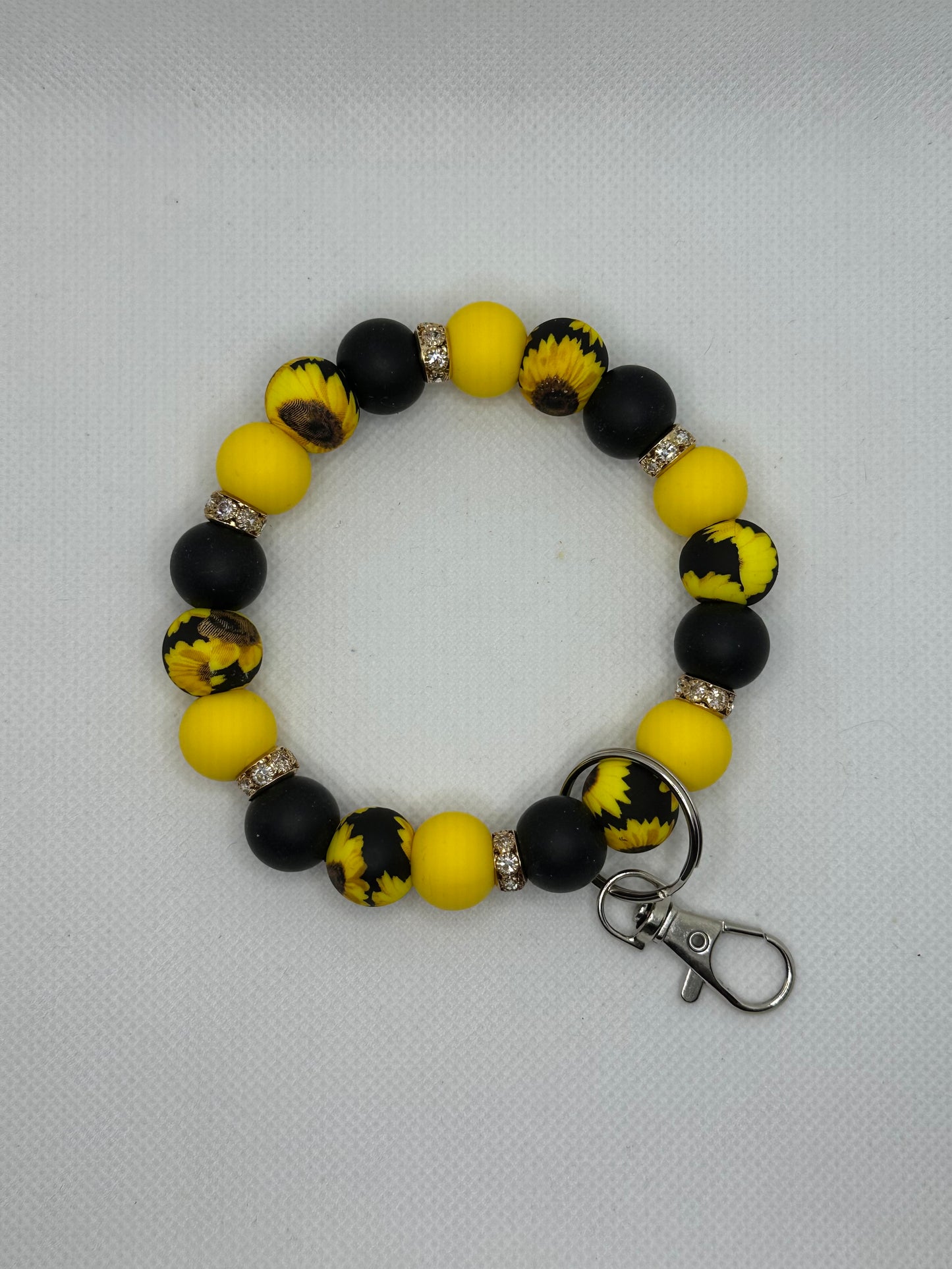 Black Sunflower Bling Oversized Silicone Bead Wristlet