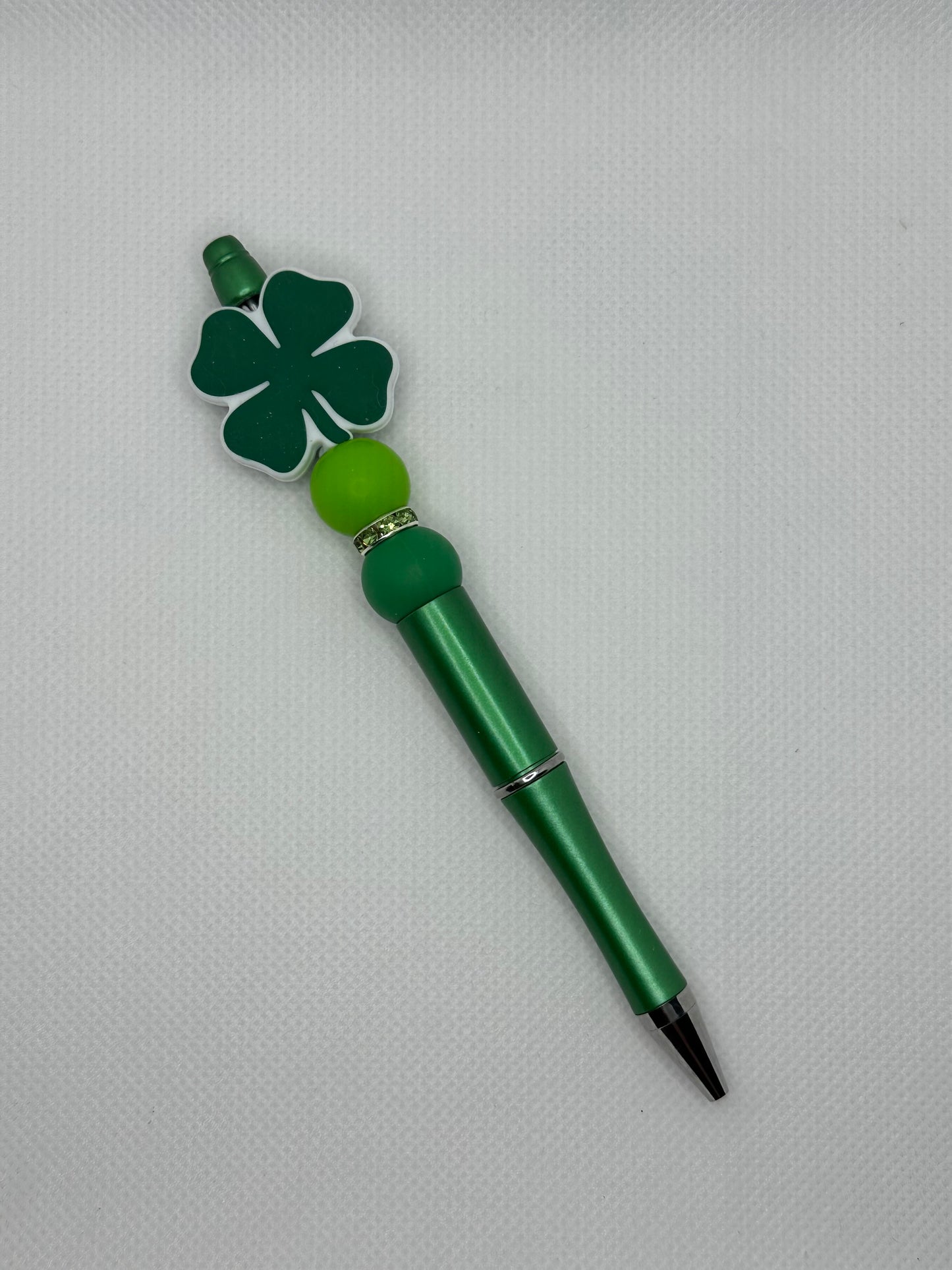 St. Patrick’s Day Shamrock Dark Green Silicone Beaded Pen