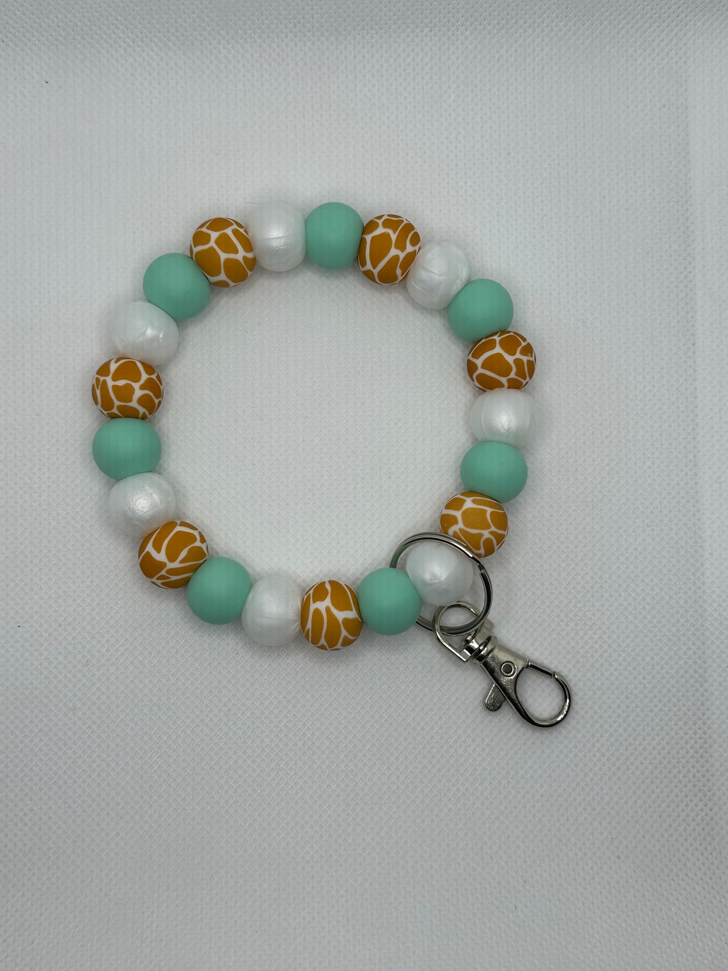 Giraffe And Mint Oversized Silicone Bead Wristlet