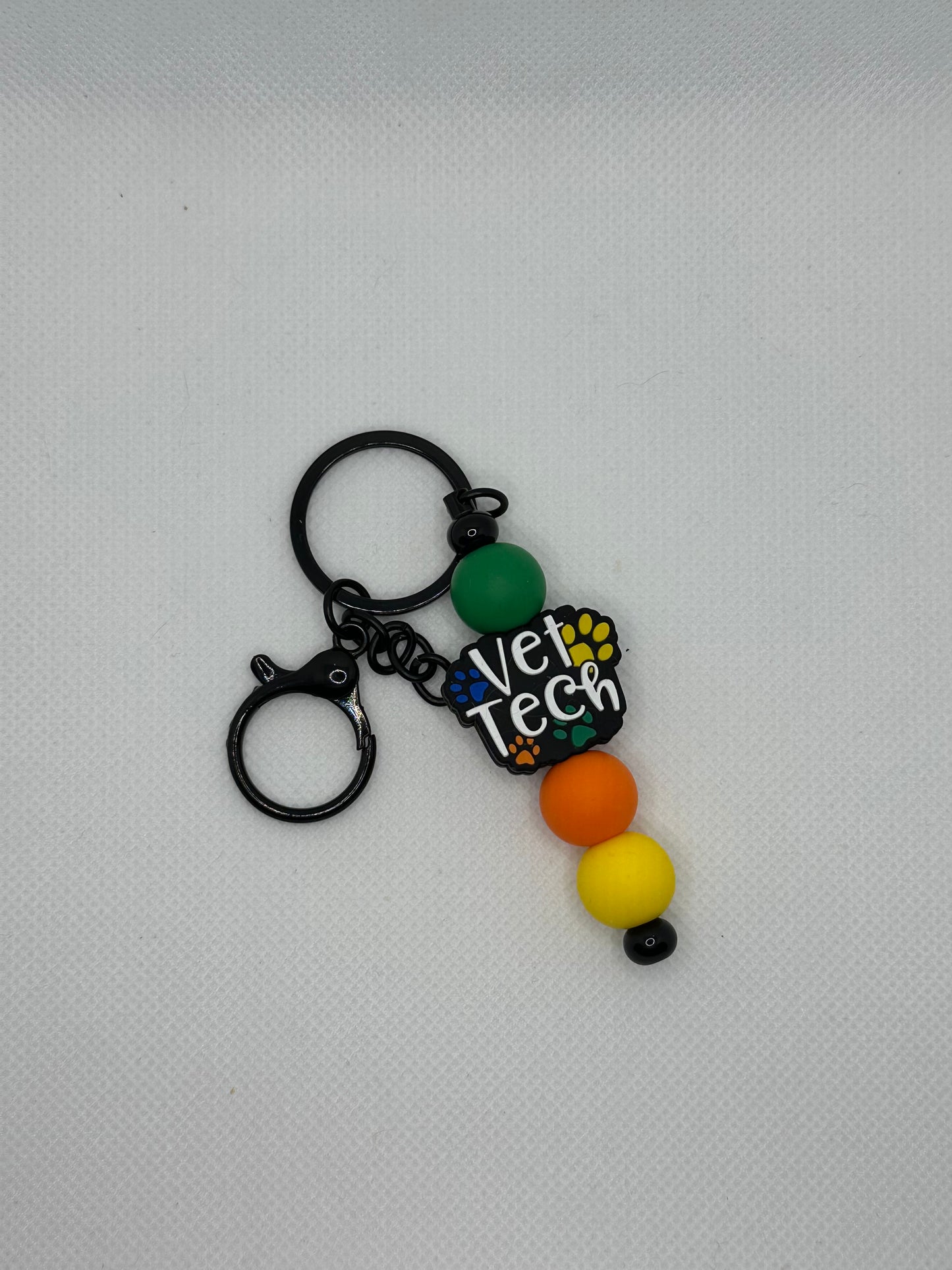 Vet Tech Black Metal Keychain