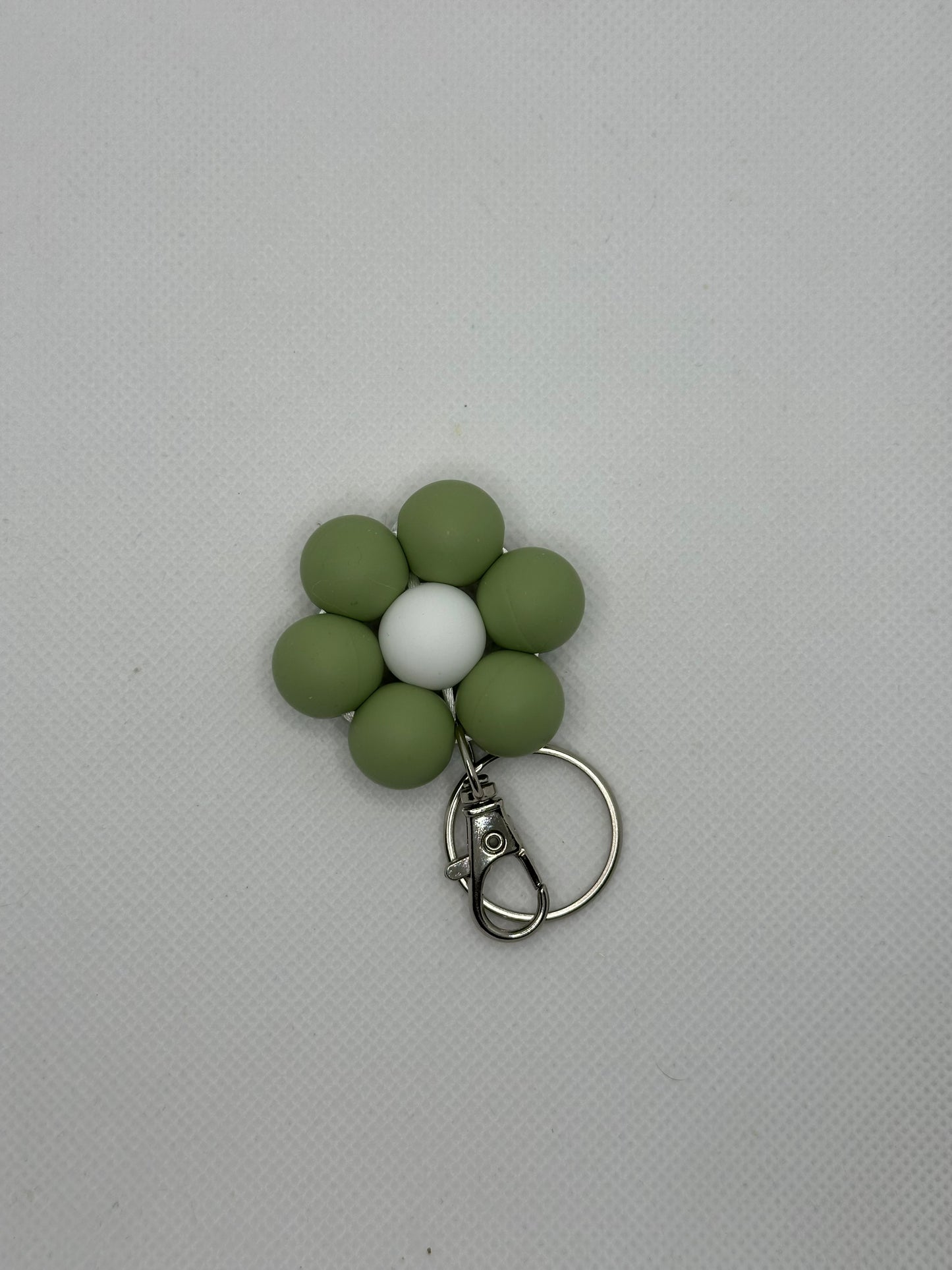 Sage Green Flower Keychain
