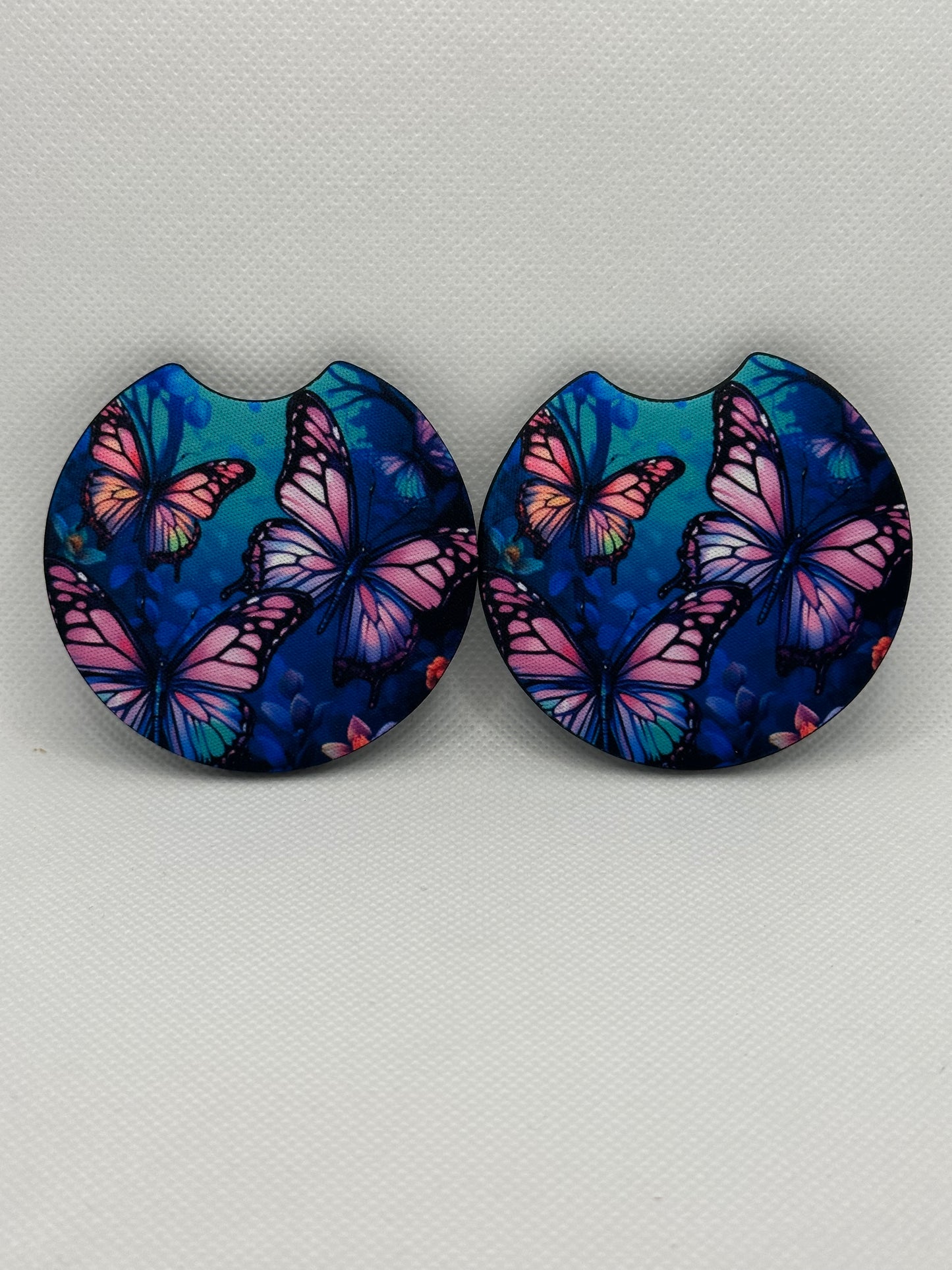 Blue And Purple Butterflies Car Coasters