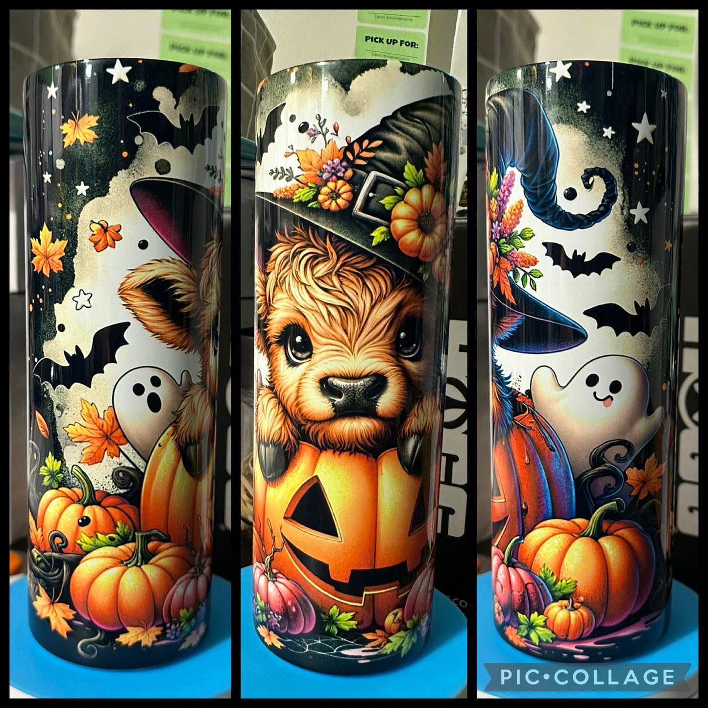 Halloween Highland Cow With Pumpkins 20oz Sublimation Tumbler