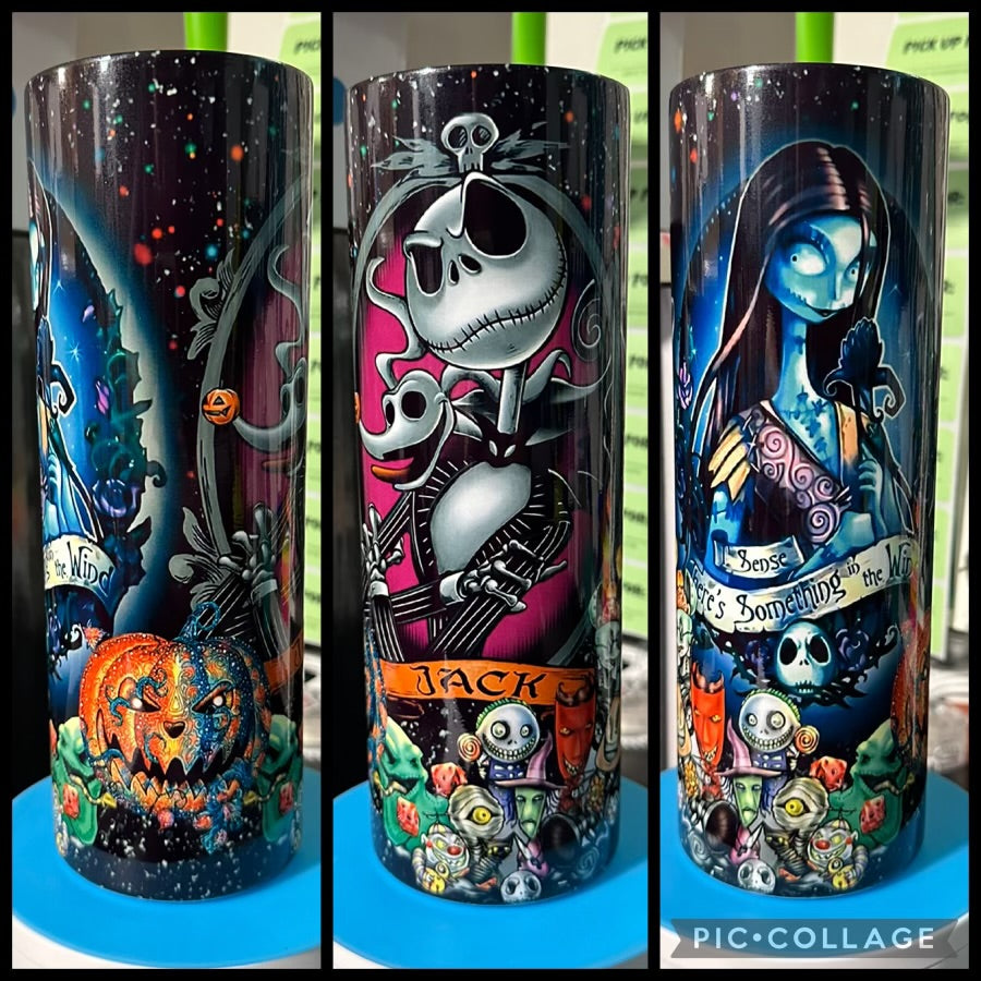 Jack And Sally Character Collage 20oz Glossy Sublimation Tumbler